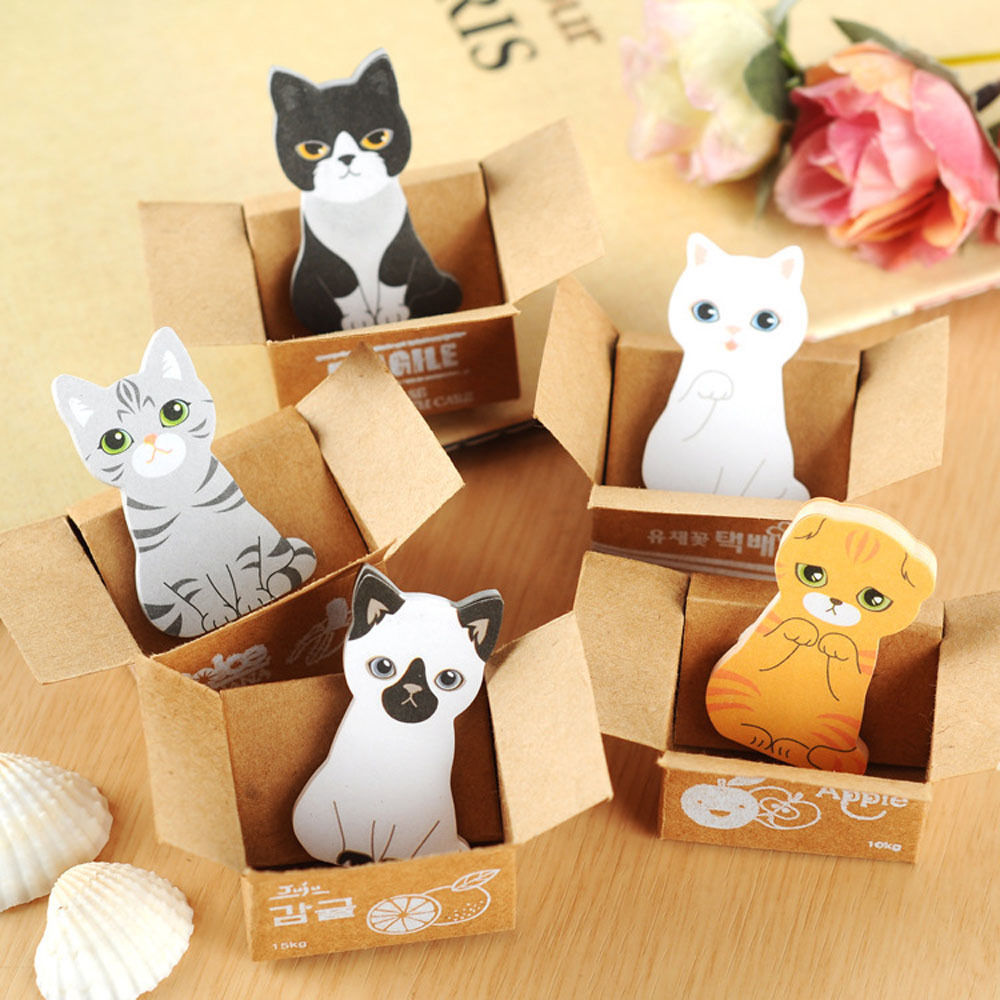 150 Sheets/5 Pads Cat Sticker Bookmark Marker Memo Post Flags Sticky Notes Pads
