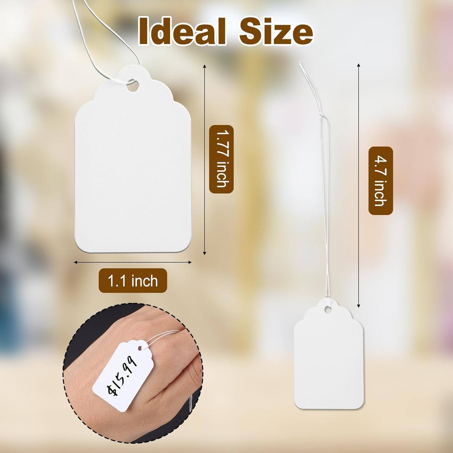1000 PCS Price Tags with String,Actmuen 1.77 X 1.1 Inches Hang Tag with Strings