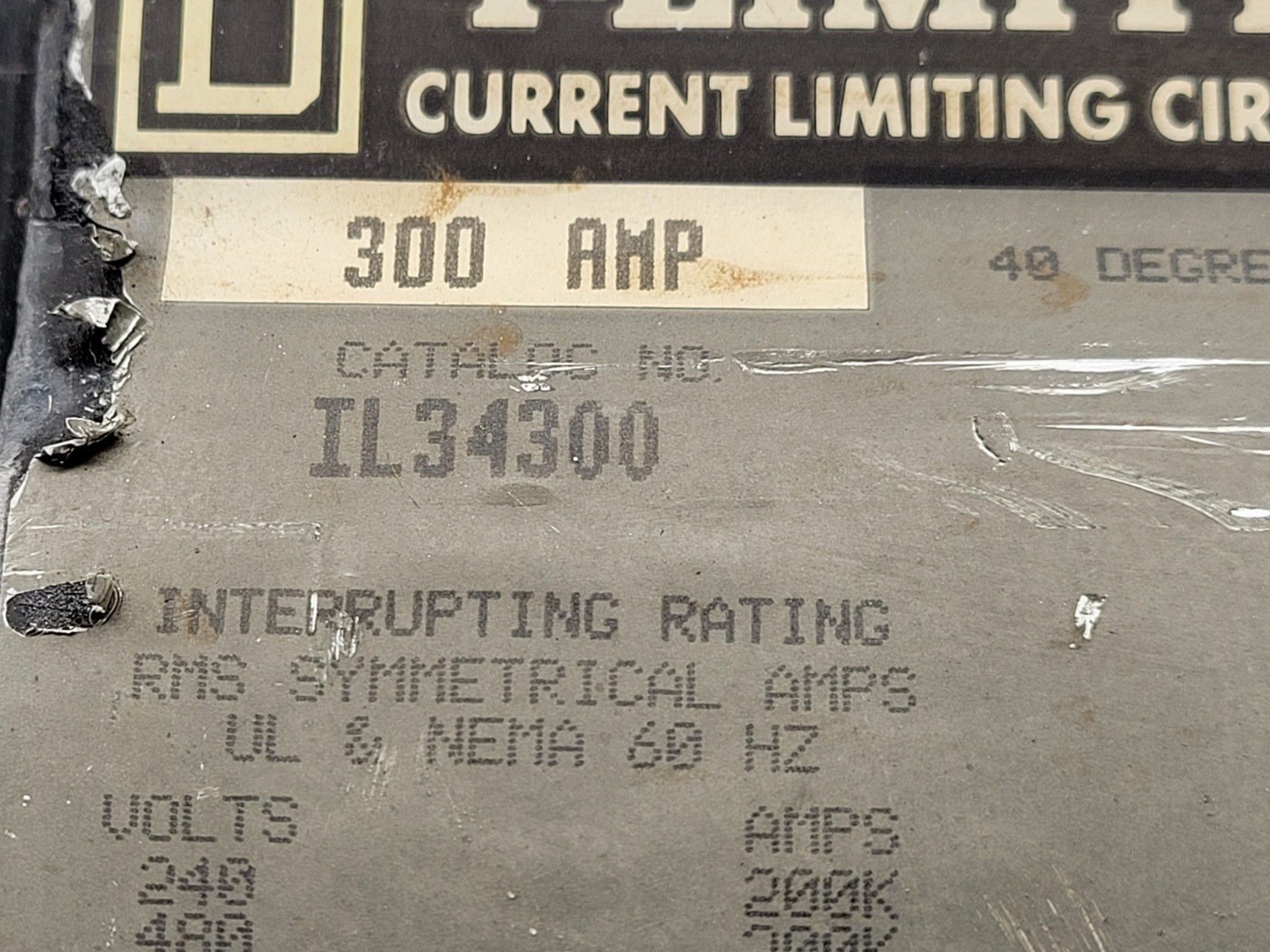 Square D IL34300 300 Amp Circuit Breaker.