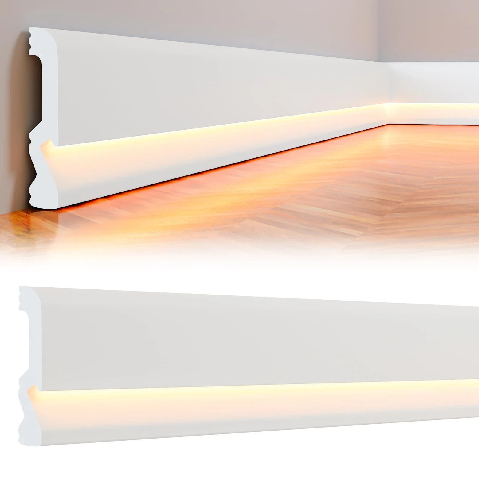 6 Pcs Baseboard Molding with LED Duct 2.6FT/0.8M White Baseboard Molding for …