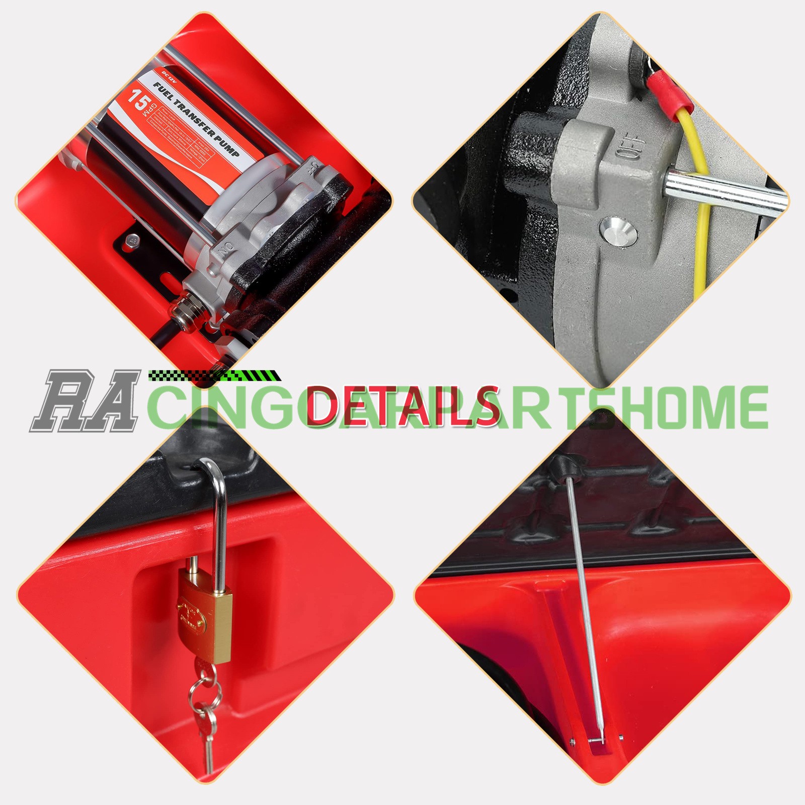 48Gallon Portable Gasoline Fuel Tank w/ 12V DC Electric Fuel Transfer Pump 15GPM