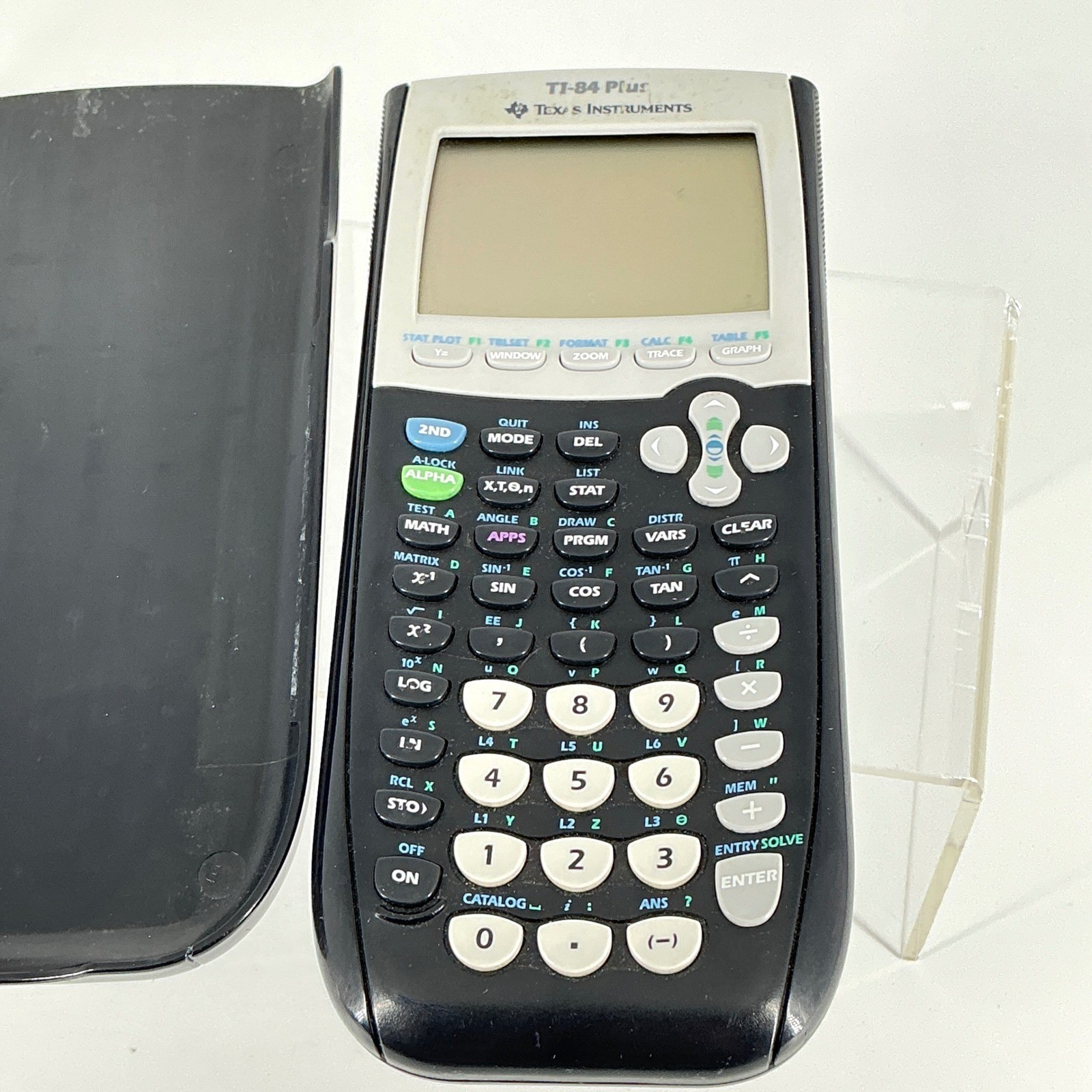 Texas Instruments TI-84 Plus Graphing Calculator Black Silver with Cover