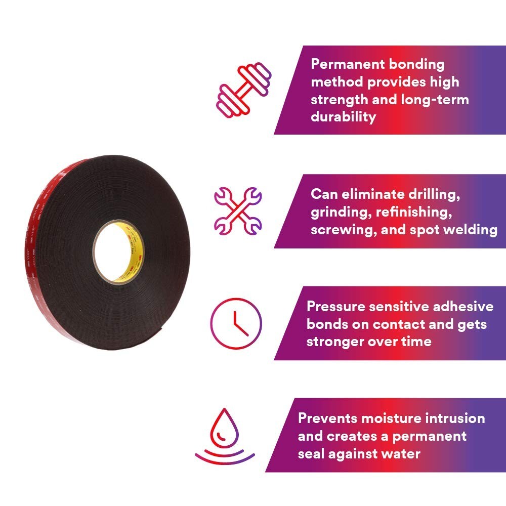3M VHB Double Sided Foam Adhesive Tape 5952 Automotive Mounting 1/2″ x 36 yd