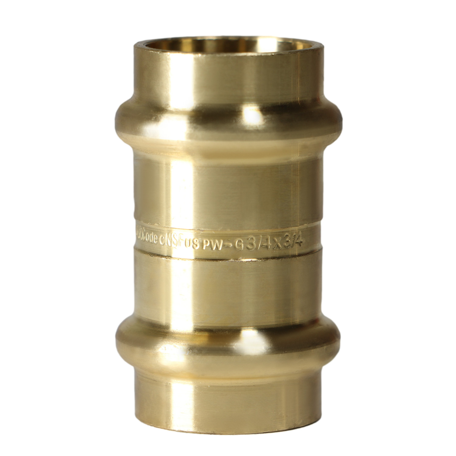 25 Pieces 3/4″ Press Coupling, Press Fit, Lead Free Brass