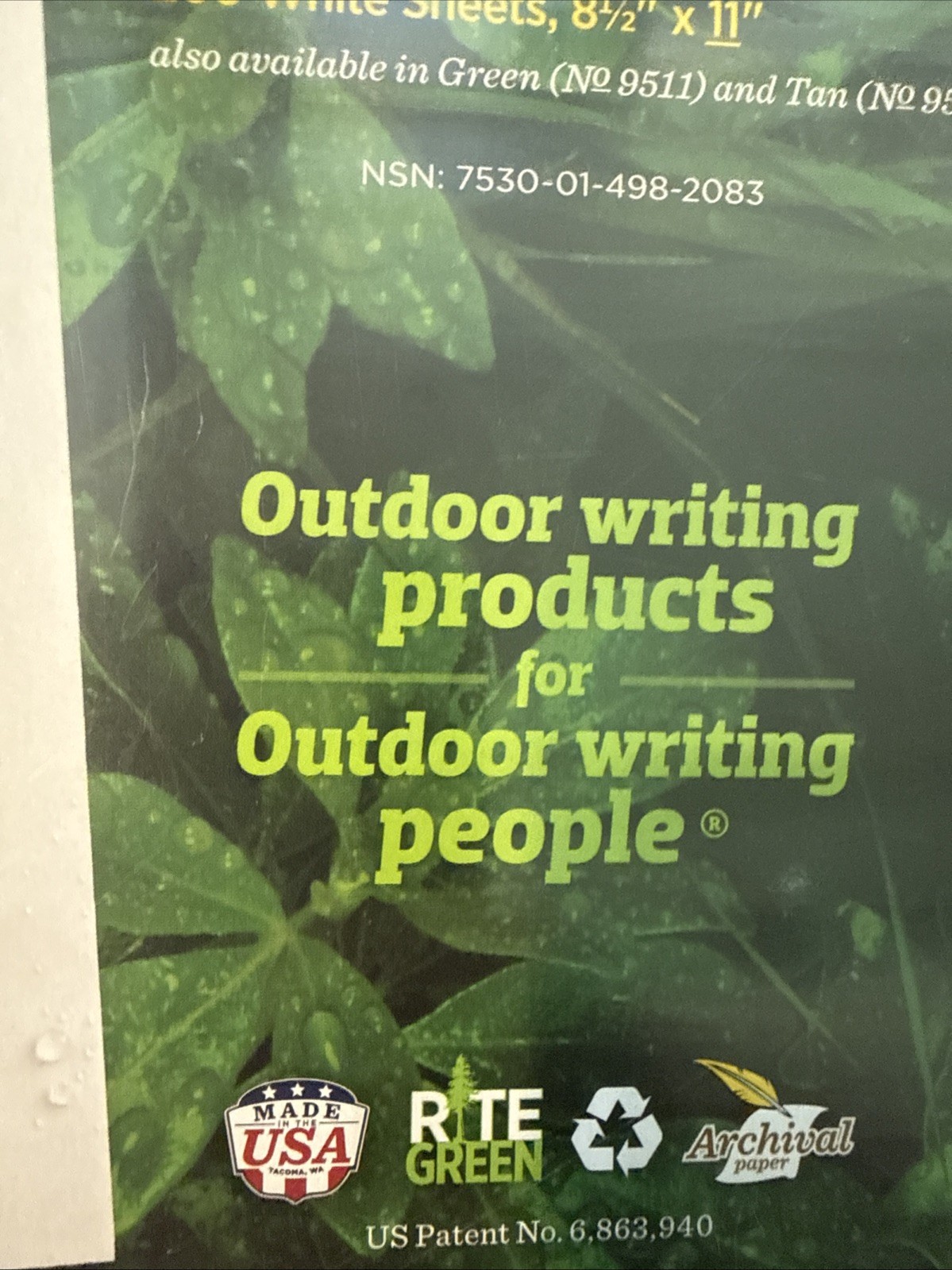 Rite in the Rain: All-Weather Copier Paper Letter size 8½ x 11, 200 Sheets, 8511