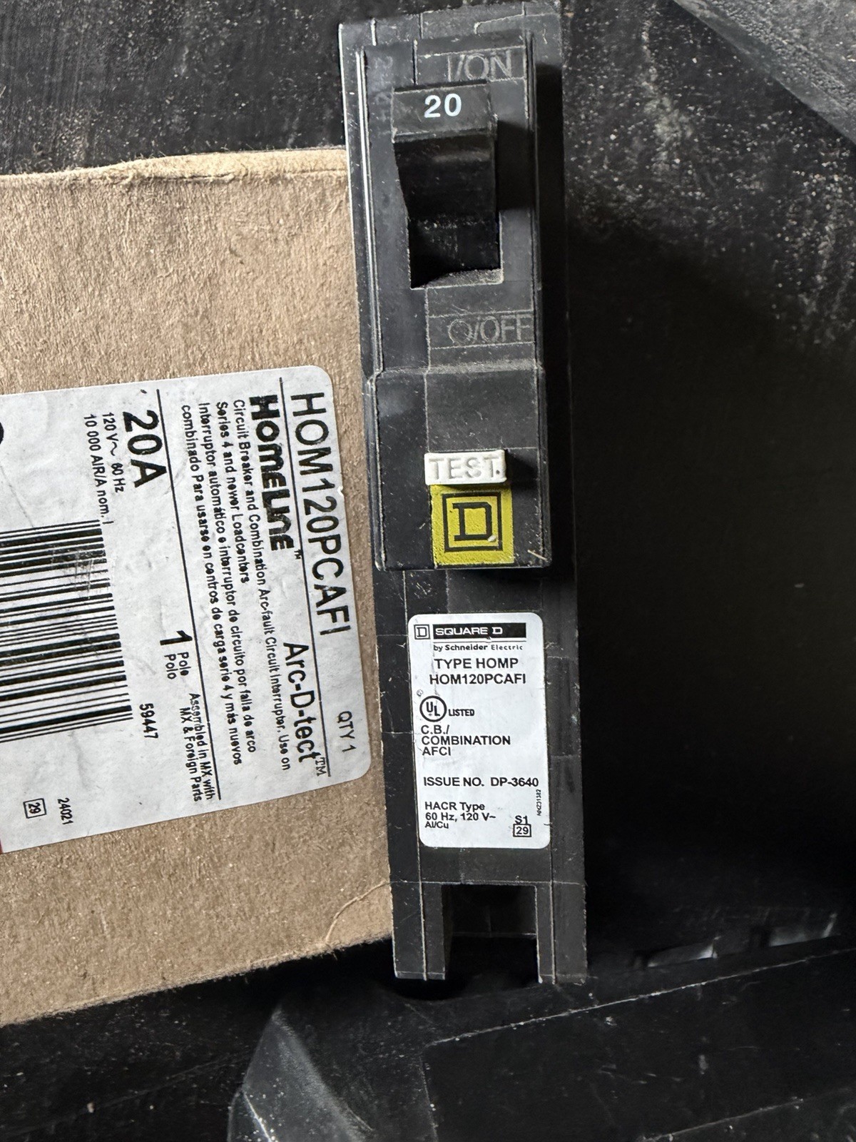 Square D Homeline 1P 20 Amp AFCI Plug On Neutral Breaker HOM220