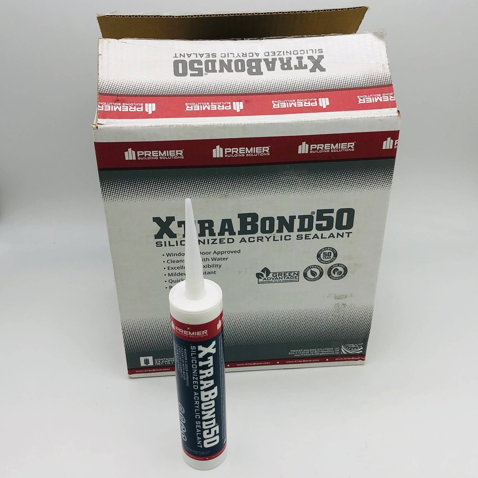 Premier XtraBond 50 Siliconized Acrylic Sealant White Paintable 10.1oz 24/case