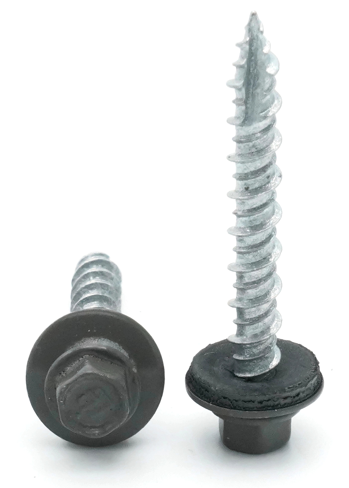 #10 Hex Washer Head Roofing Screws Mechanical Galvanized | Charcoal Finish