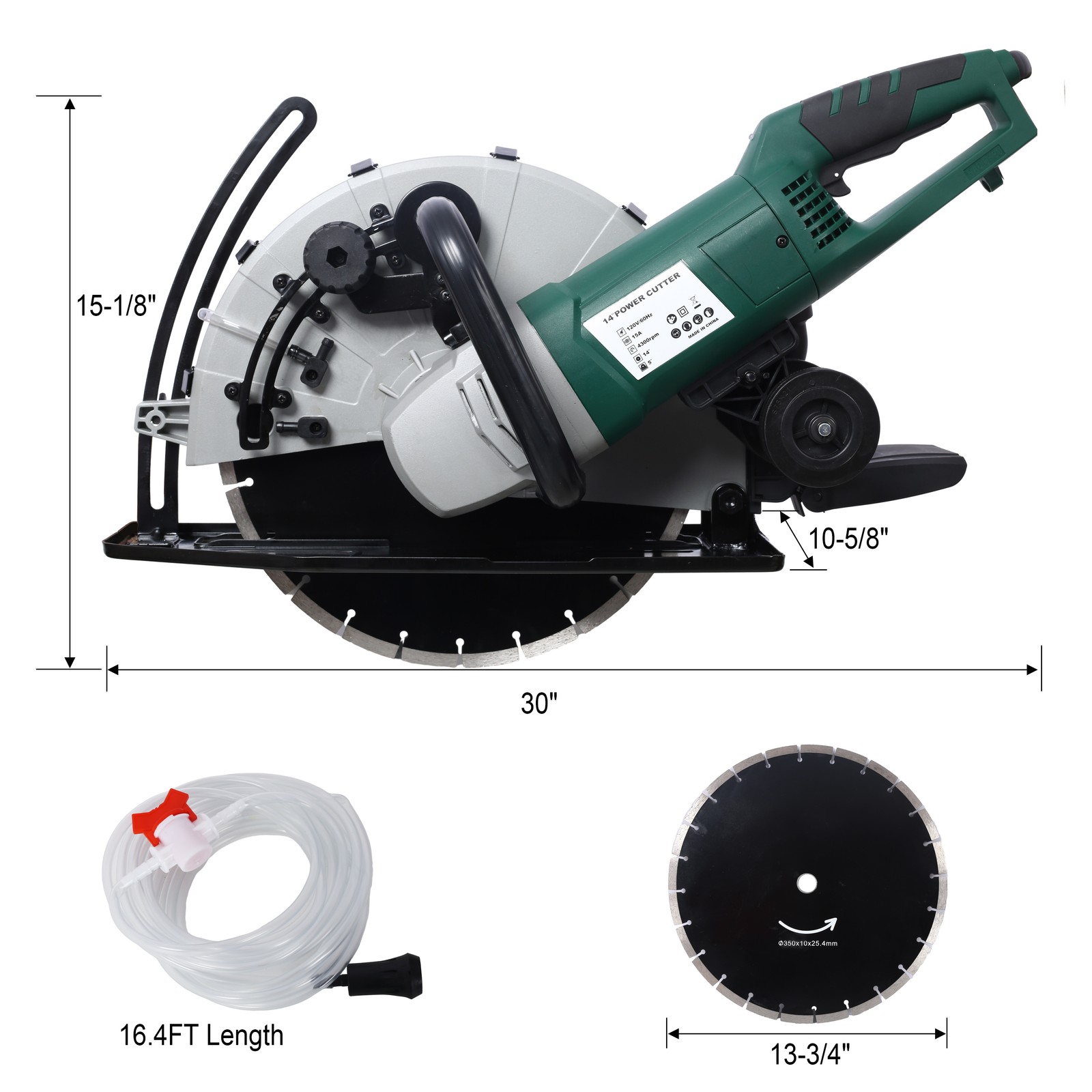 14″ Wet/Dry Electric Corded Circular Concrete Saw/Power Angle Cutter 2600W