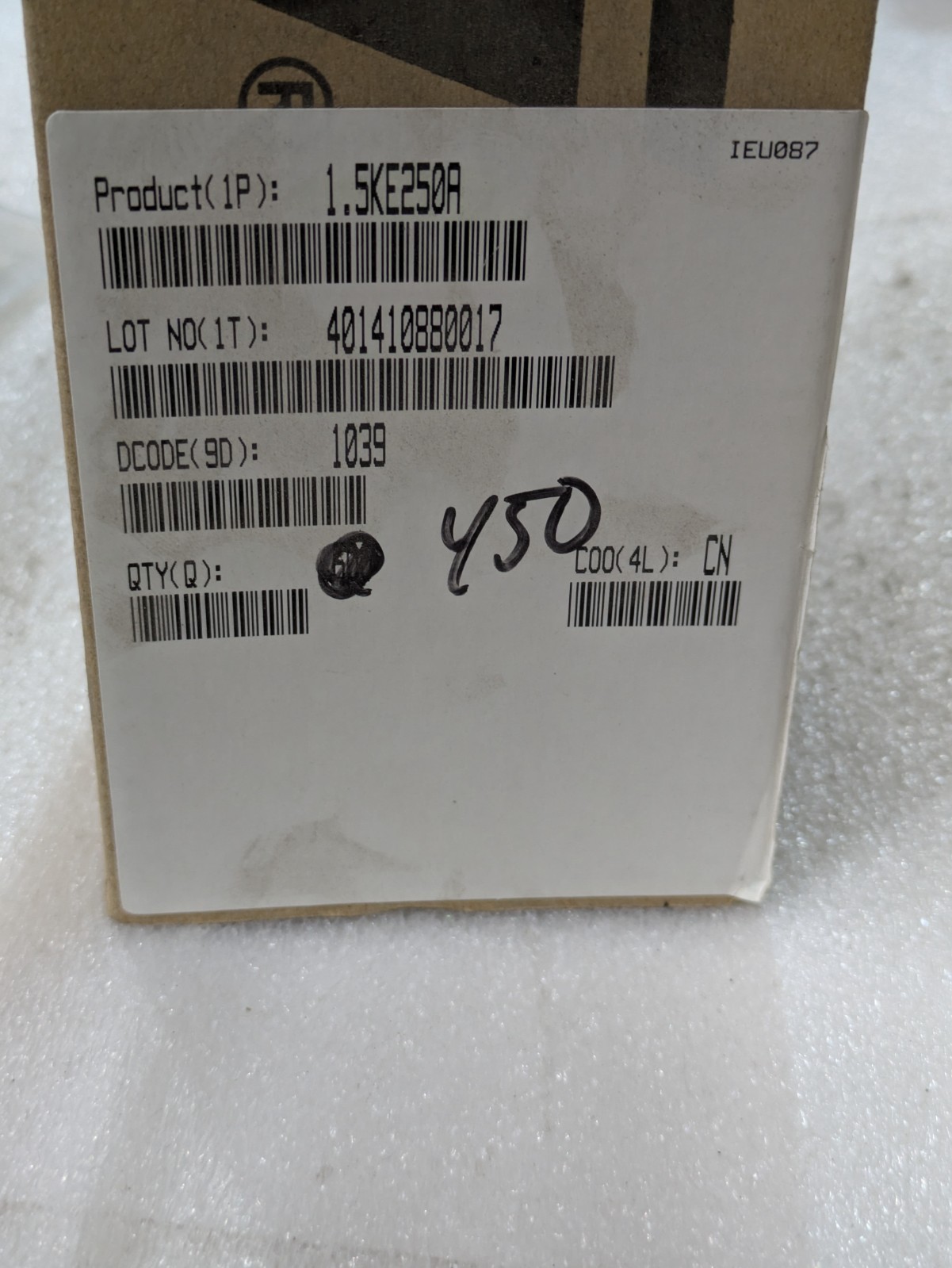 1.5KE250A TVS Diode 250V 1500W DO-201 Transient Voltage Suppressor 10/ORDER