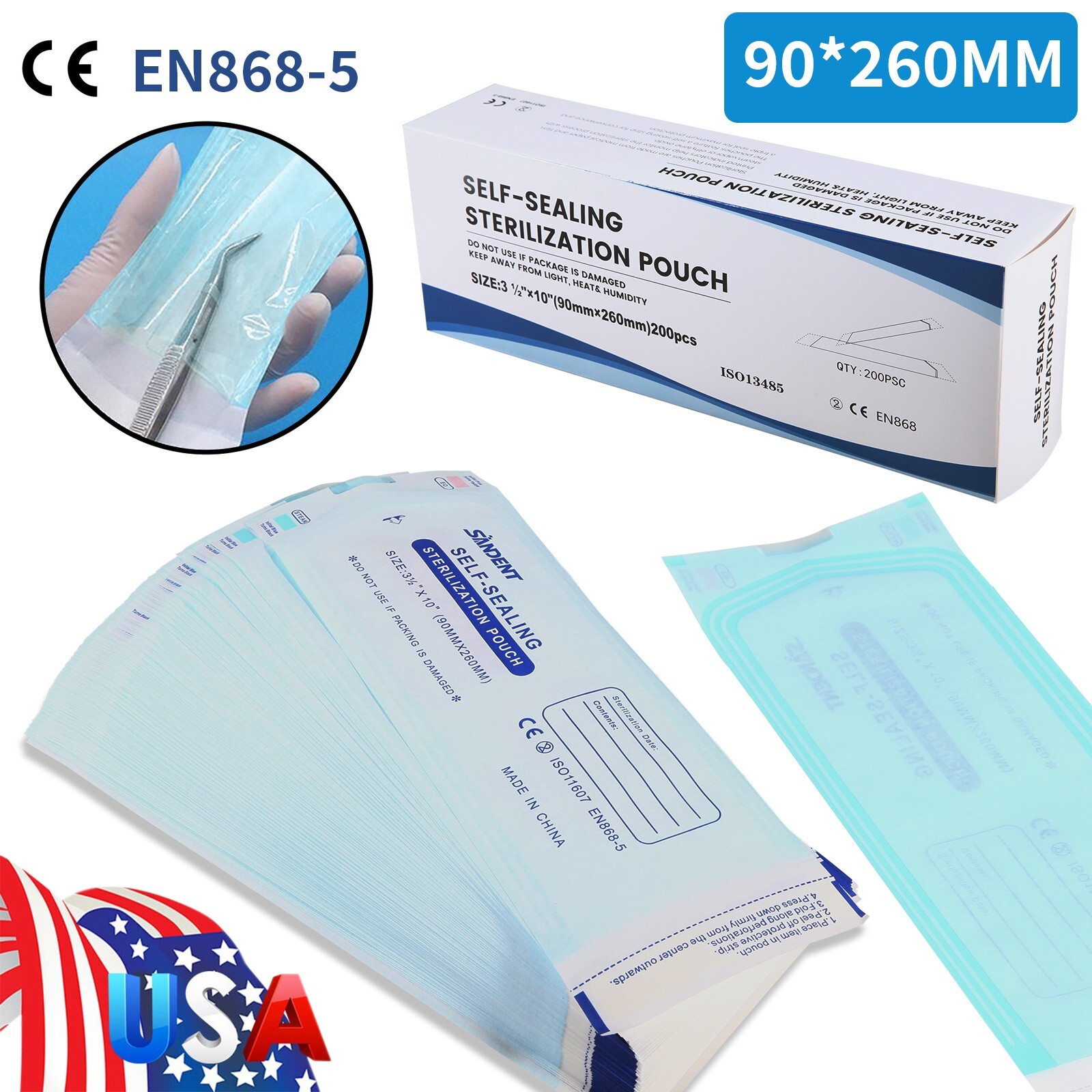3.5″ X 10″ Self Sterilization Pouches Autoclave Pouch,Sterilizer Bags Dental 200