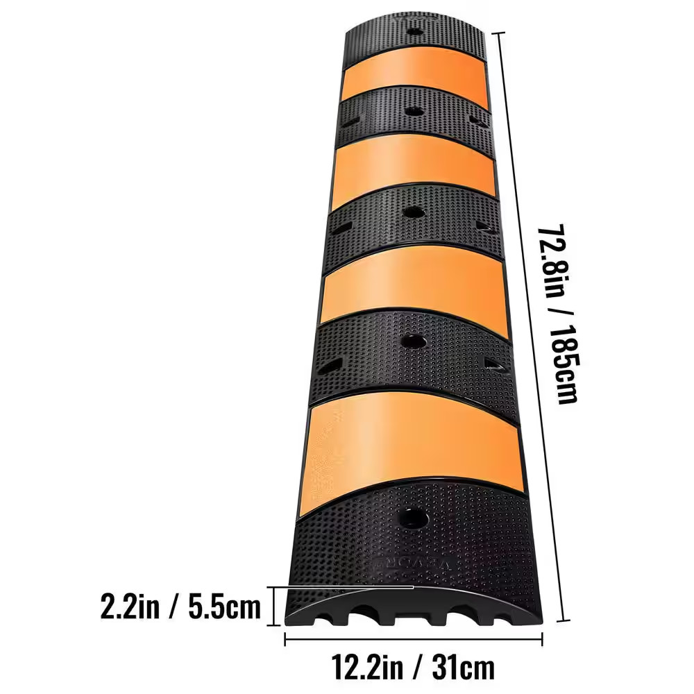 72.8 In. X 12.2 In. Rubber Speed Bump 2-Channel Garage Speed Bump 22000 Lbs. Loa