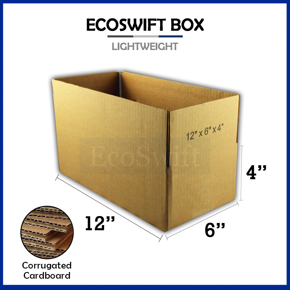 1-Box 12x6x4 EcoSwift Cardboard Packing Moving Shipping Box Corrugated Carton