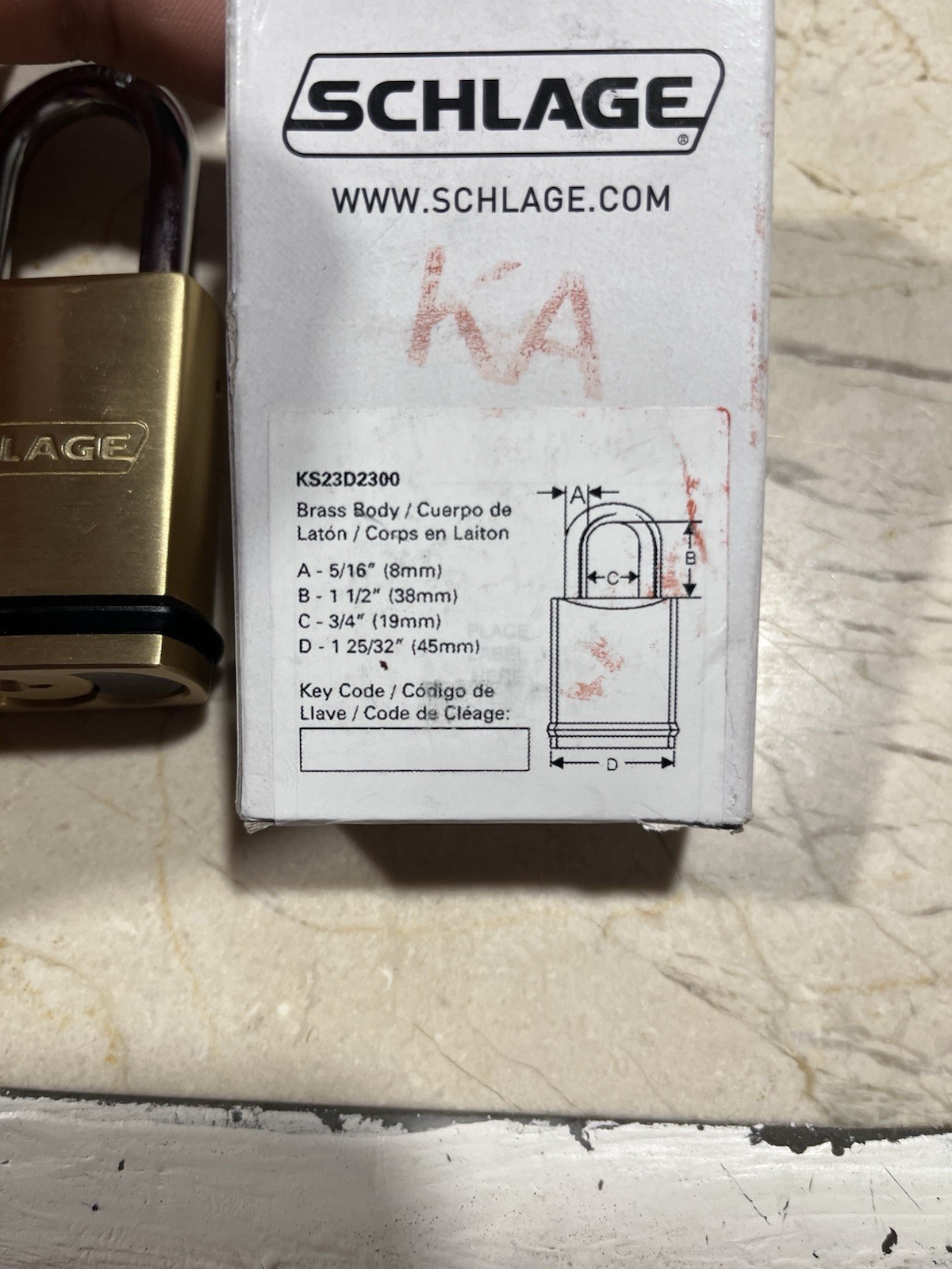 SCHLAGE KS23D2300 Keyed Padlock, 3/4″, Rectangle, W/ Key
