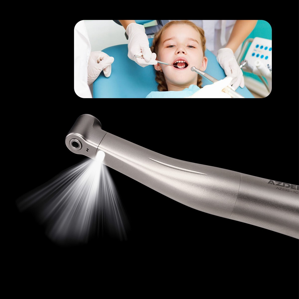 AZDENT Dental Surgical 1:1 Electric LED Low Speed Contra Angle Handpiece USA