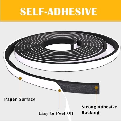 Closed Cell Foam Weather Stripping Tape 1/2 in x 1/4 in x 16.5 ft Black