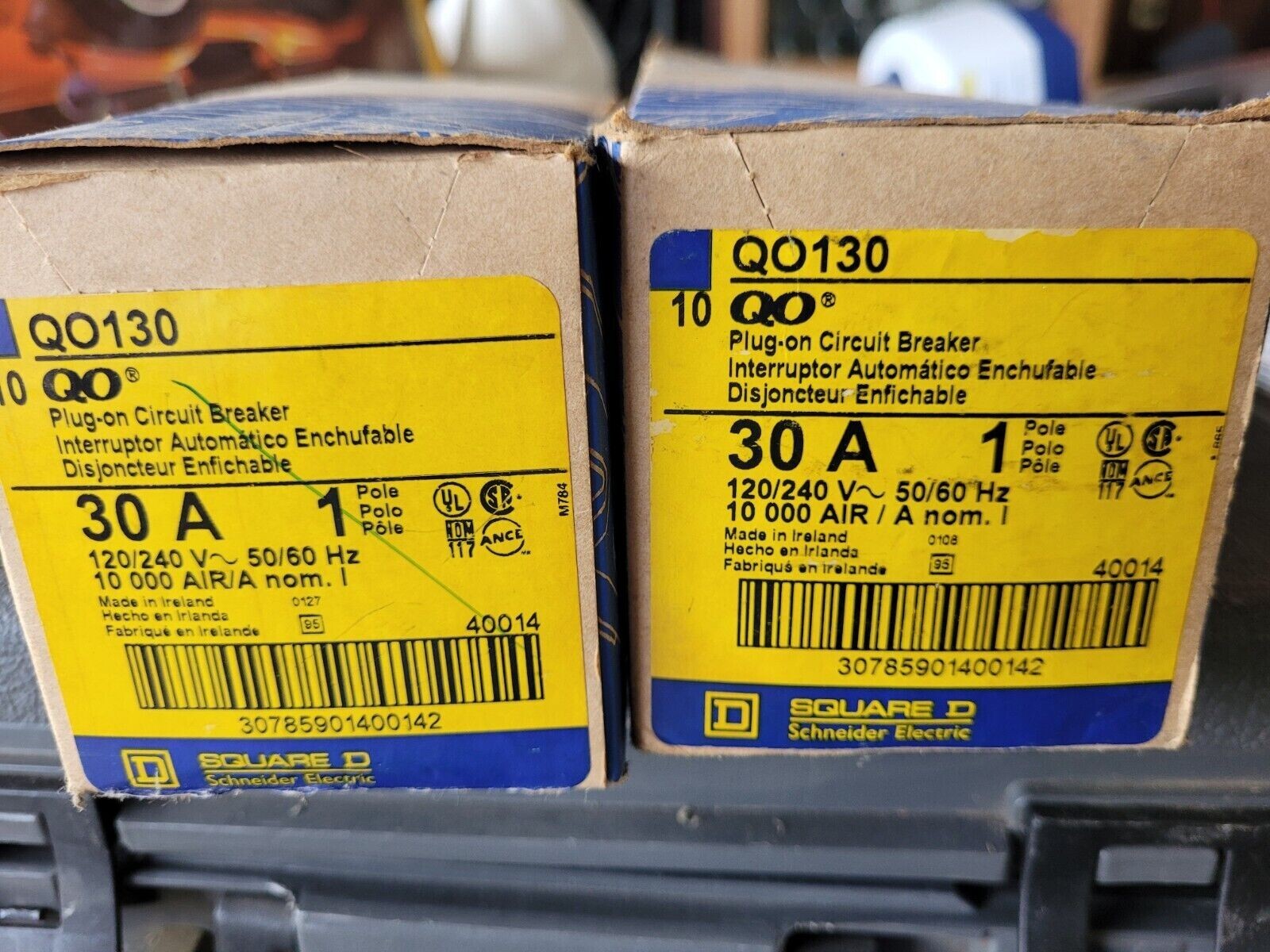 Square D QO130 30 Amp 1 Pole 120/240V Circuit Breaker Type QO Yellow «D»