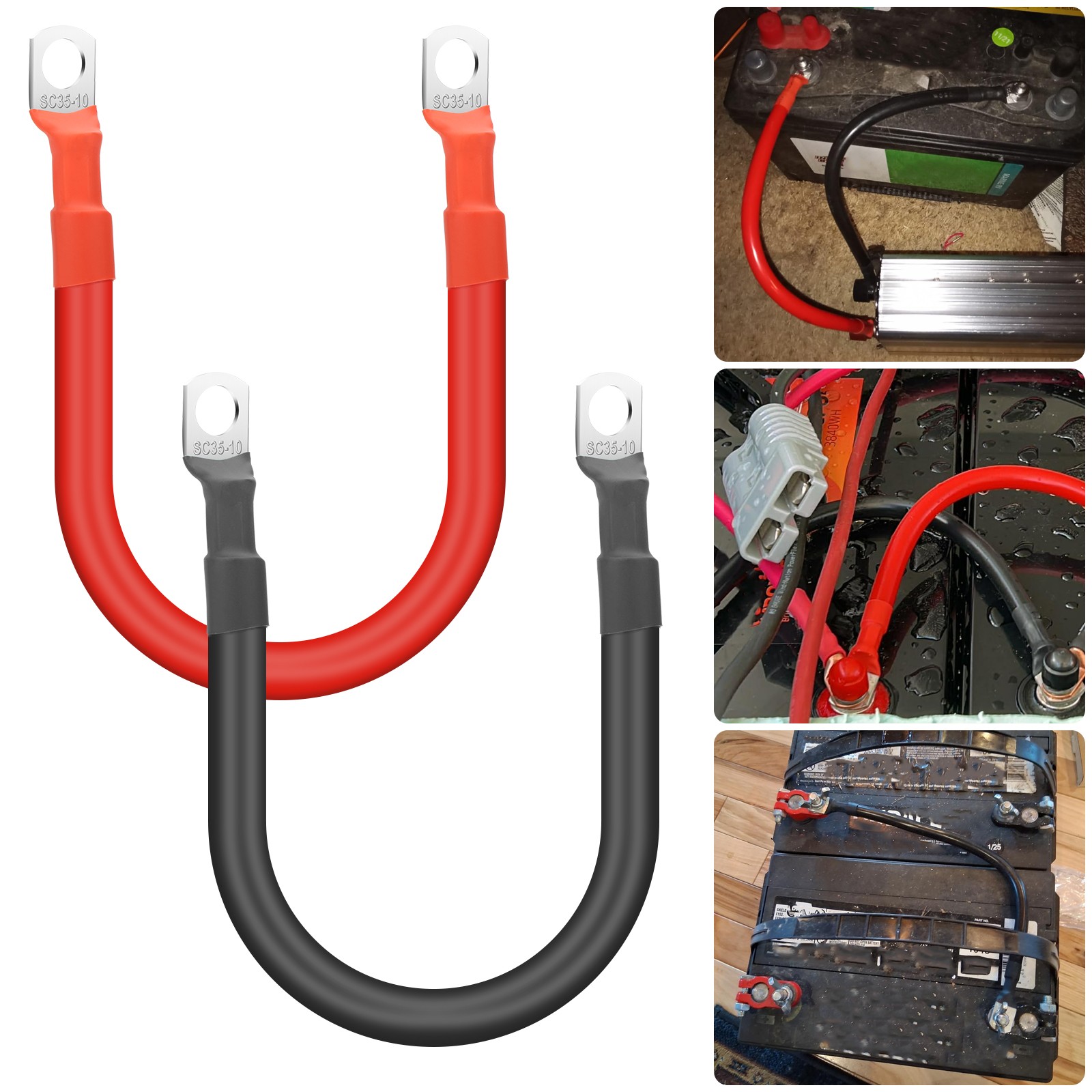 2x 2 AWG Gauge Copper Battery Cable Power Wire Car Marine Inverter RV Boat Solar