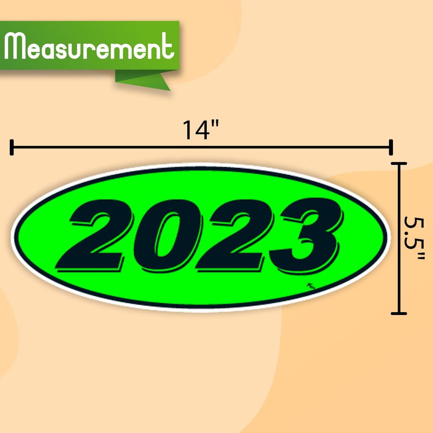 Versa-Tags 2023 Oval Model Year Stickers, Chartreuse/Black, 12-Pack Green/Black