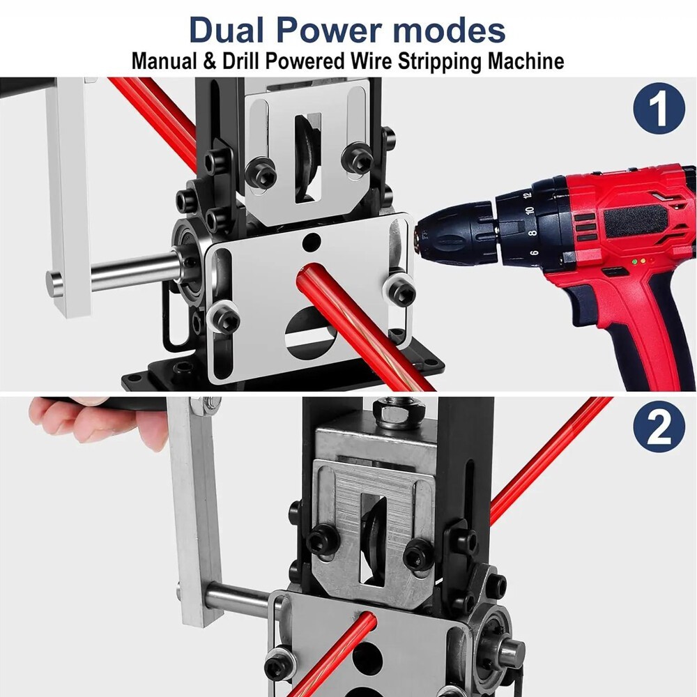 Manual Wire Stripping Machine Drill Powered Hand Crank Wire Stripper Tool 1-25MM