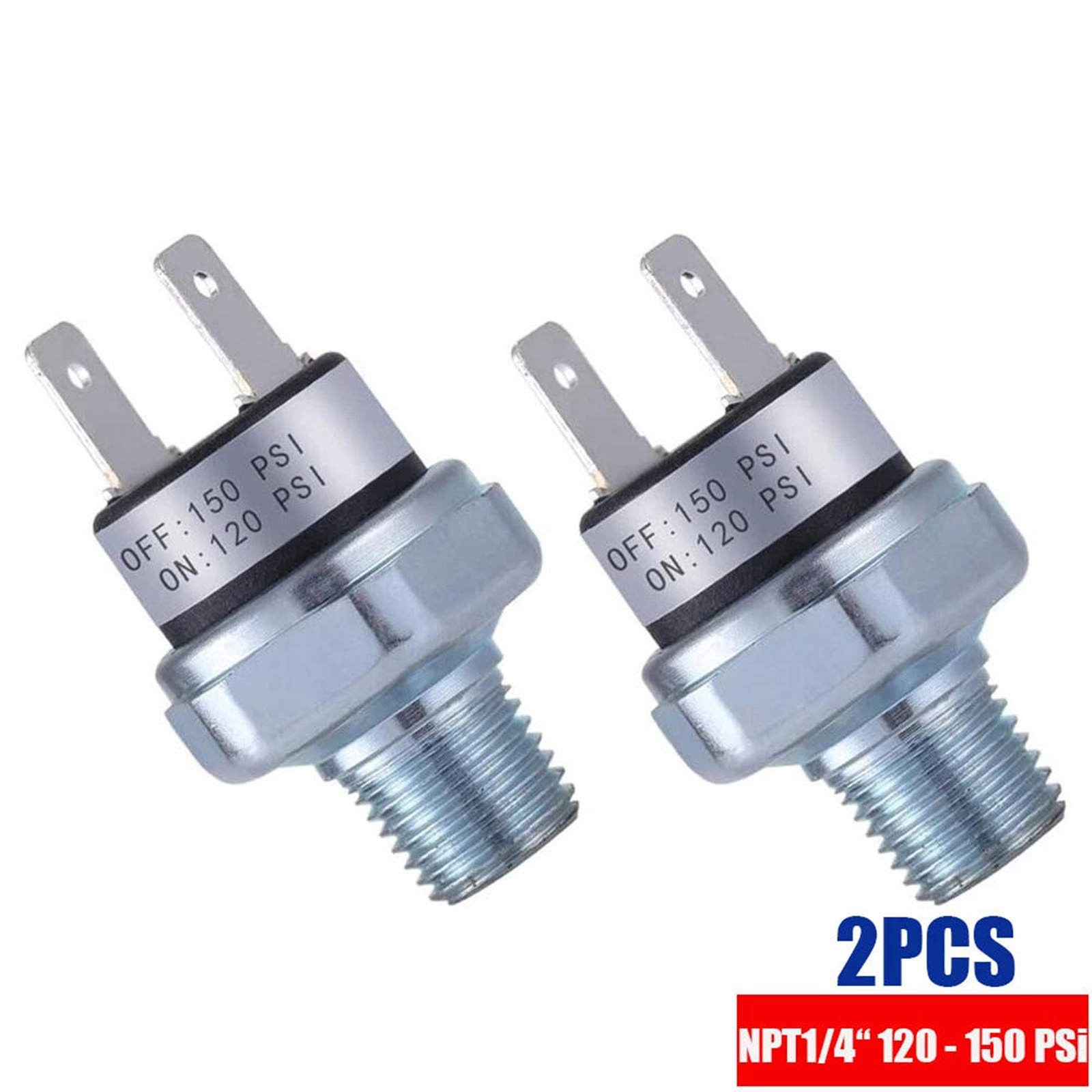 2Pcs Pressure Switch 120-150 PSI For Air Train Horn 1/4″-18 NPT Maintenance Part