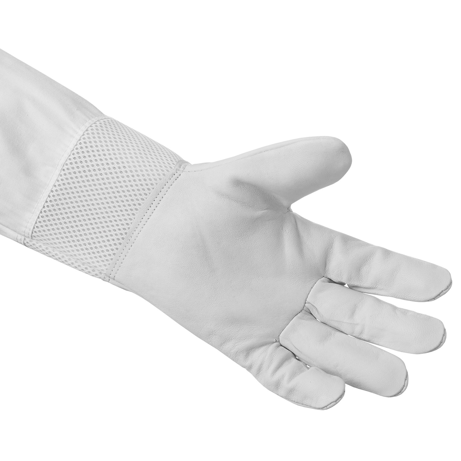 Beekeeping Ventilated Gloves Goatskin Leather, Canvas Sleeve Elastic Cuff, Sm