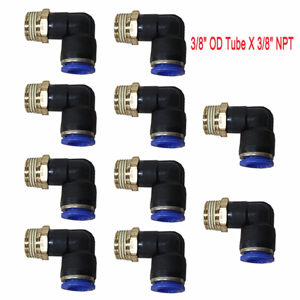 3/8″ OD Tube X 3/8″ NPT 10Pcs Pneumatic Male Elbow Push To Connect Air Fittings