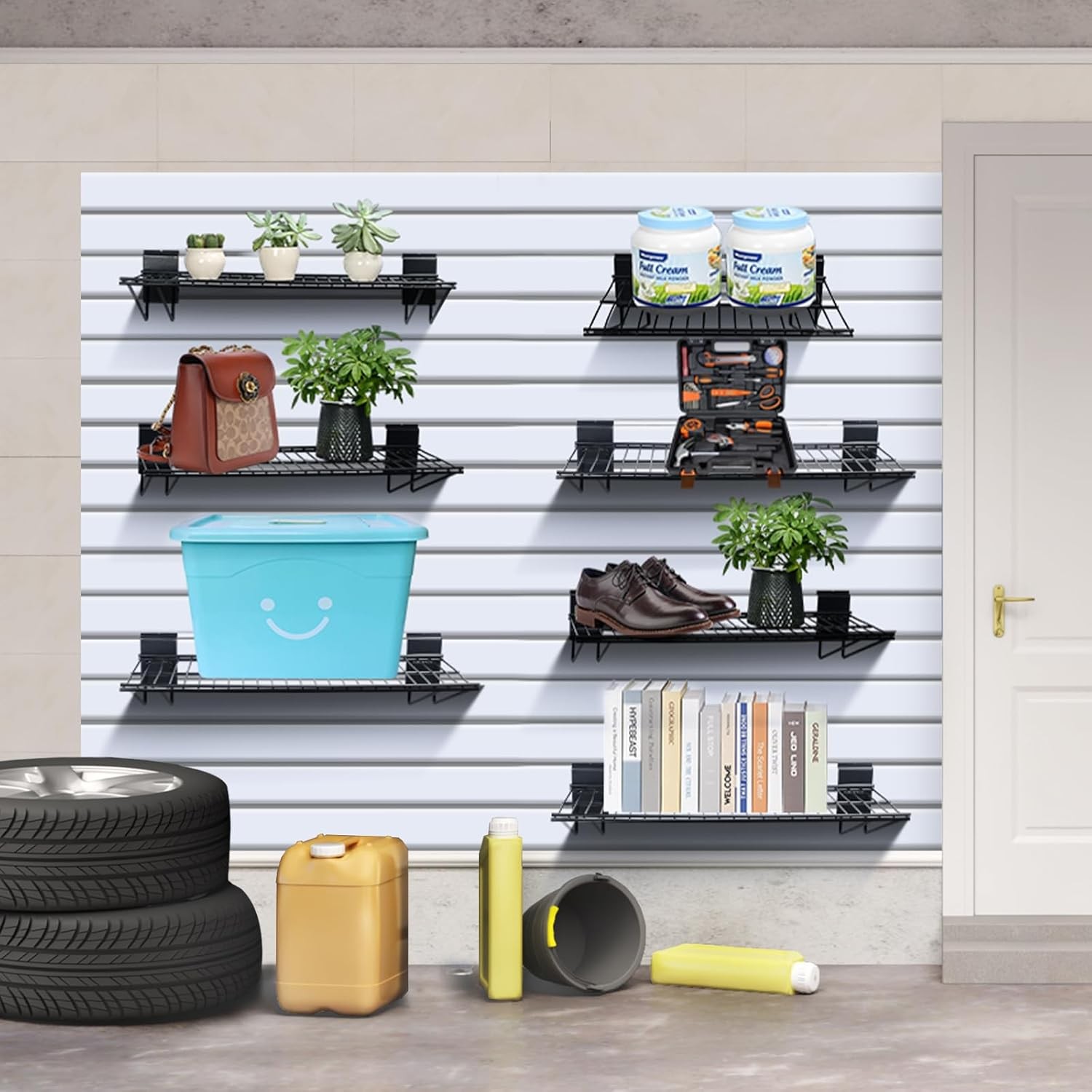 Heavy Duty Slatwall Wire Shelf 24″ Garage Storage Slatwall 2 Pack