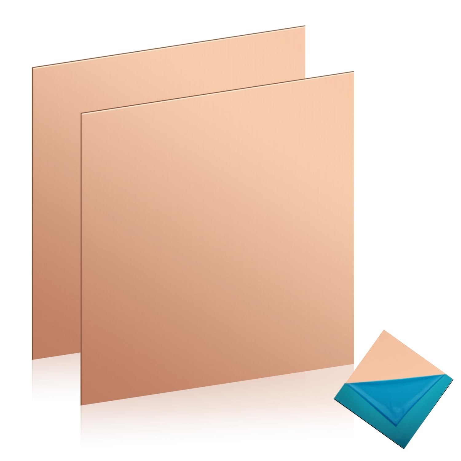 Copper Sheet, 2 Pieces of Copper Plates 2″×2″-24 Gauge(0.5mm) Thickness, 99