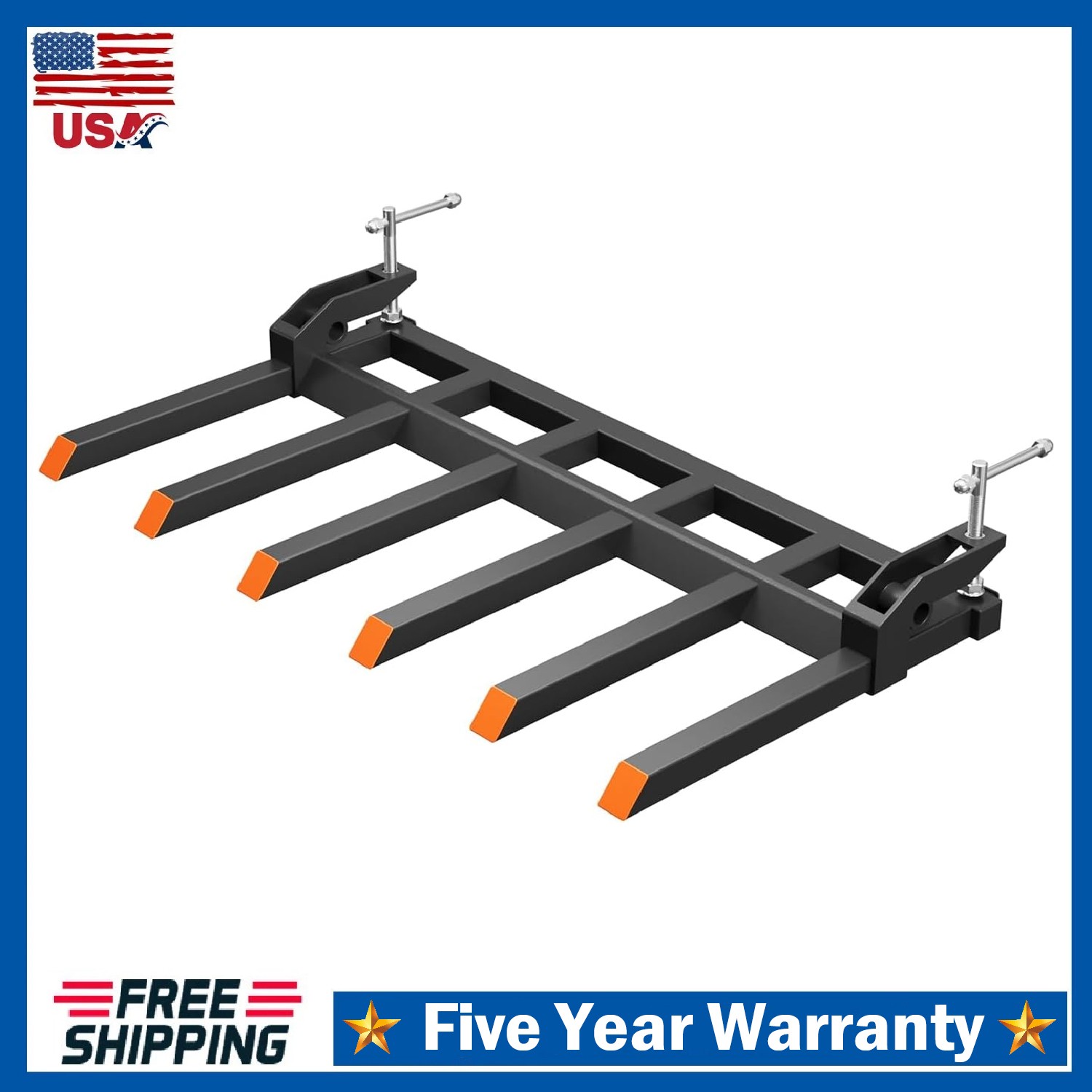 Clamp-On Debris Forks for 60″ Tractor Bucket Heavy Duty 4400 LBS ,6 Fork Tines