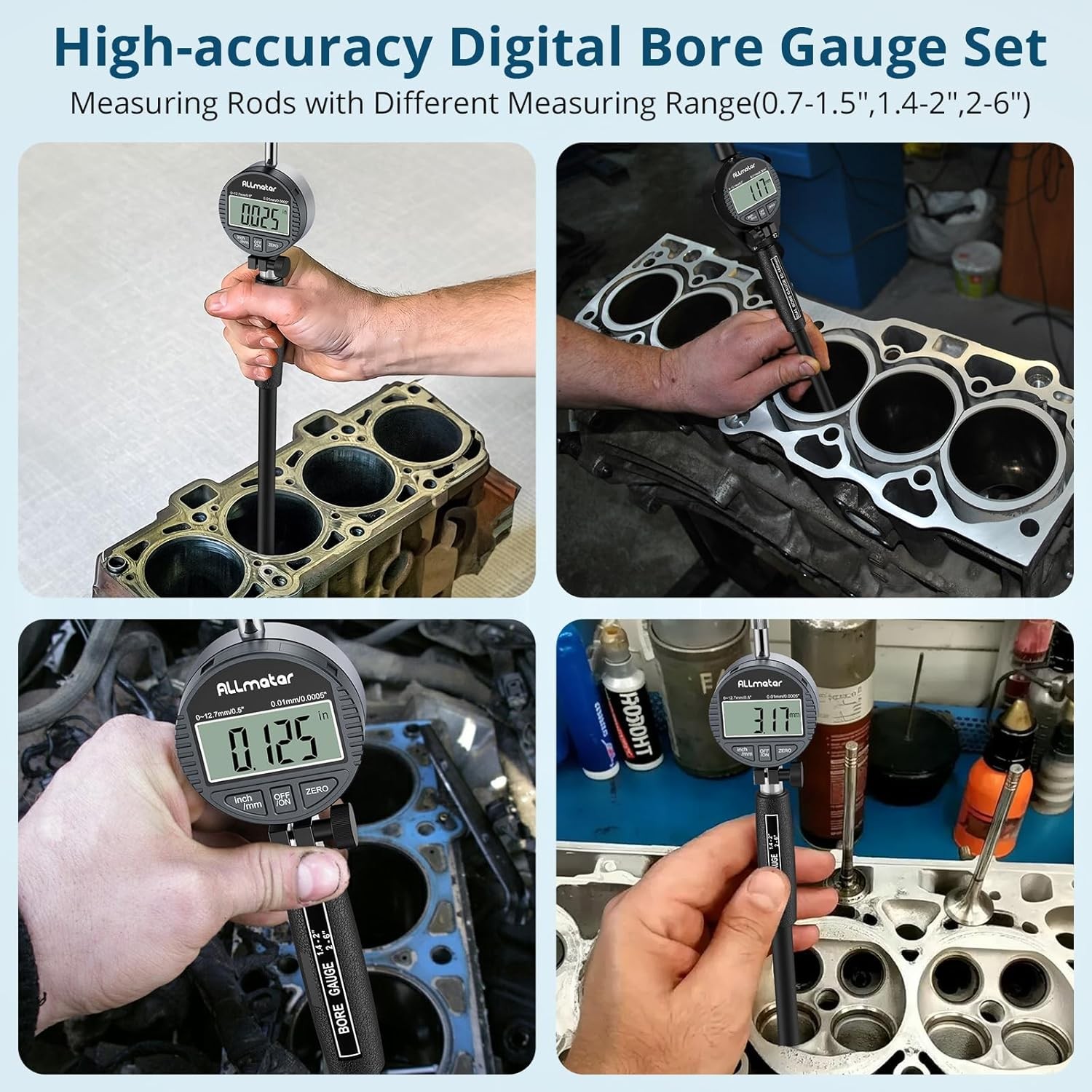 Digital Dial Bore Indicator 0.7″-6″ 0.0005″ Engine Internal Cylinder Gauge Tool