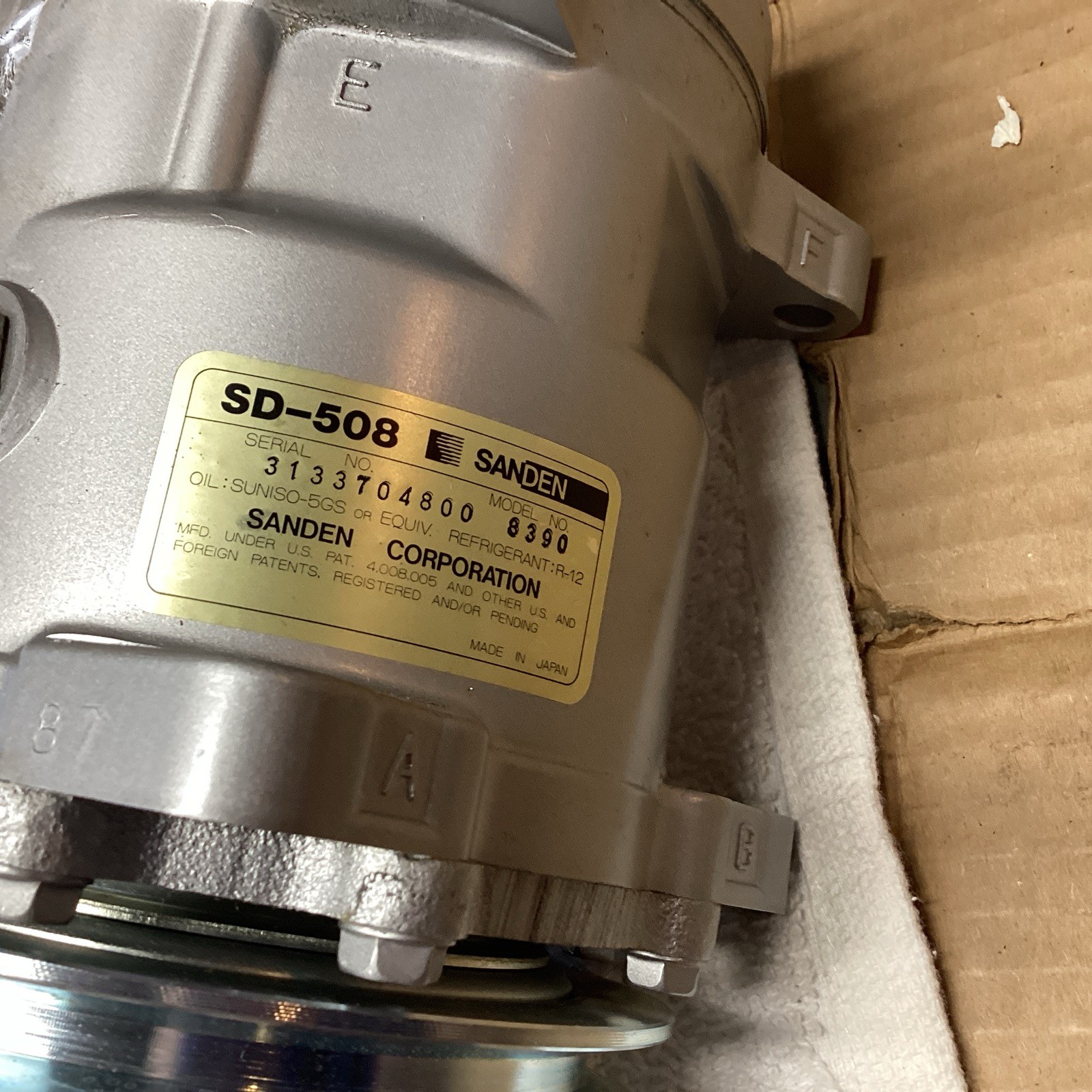 Genuine Sanden SD-5 Compressor, w/ 2 Groove Clutch – New Model 8390