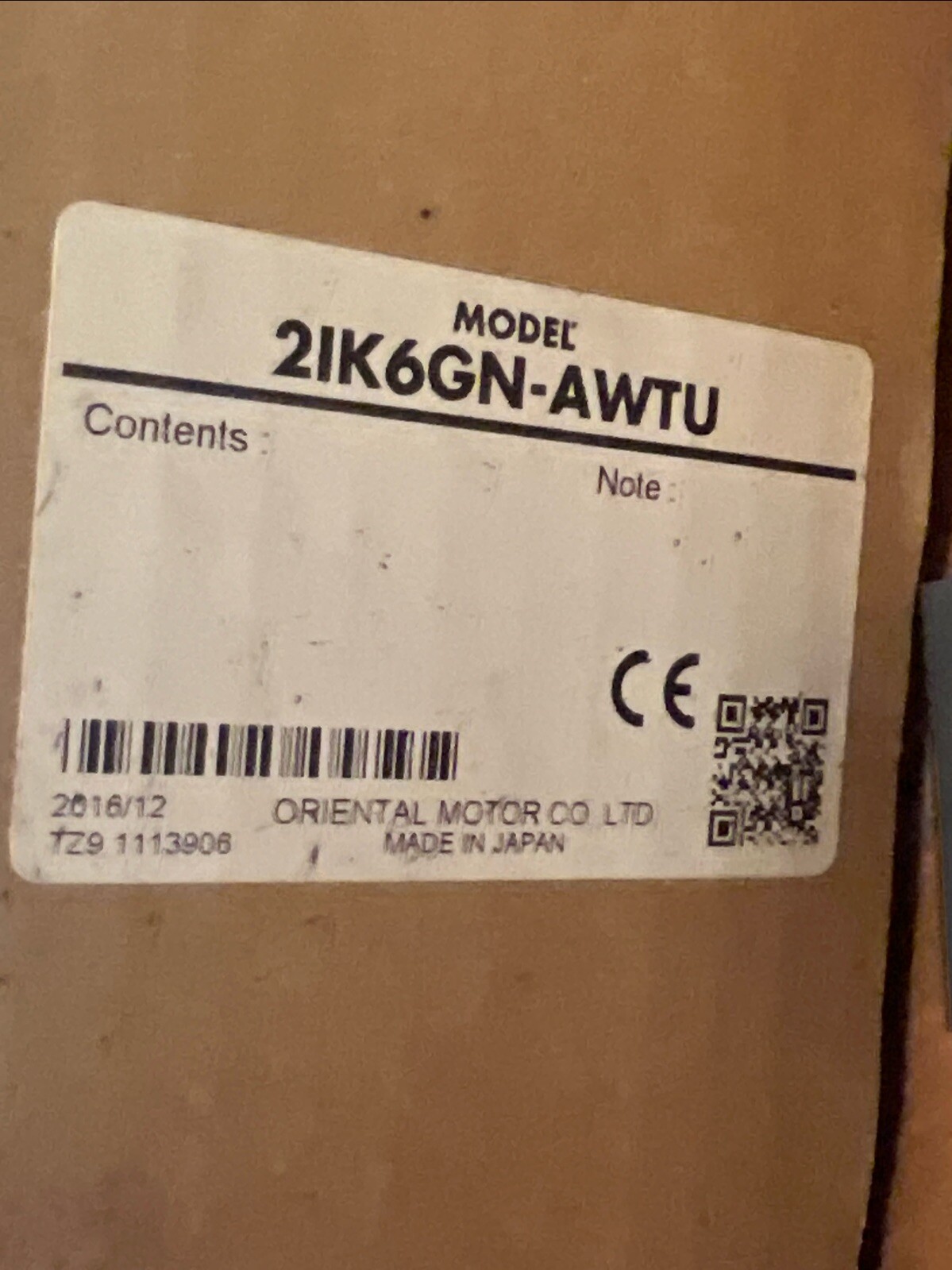 🔥ORIENTALMOTOR 2IK6GN-AWTU INDUCTION MOTOR 100/115V 1450RPM, New, Free Ship🇺🇸