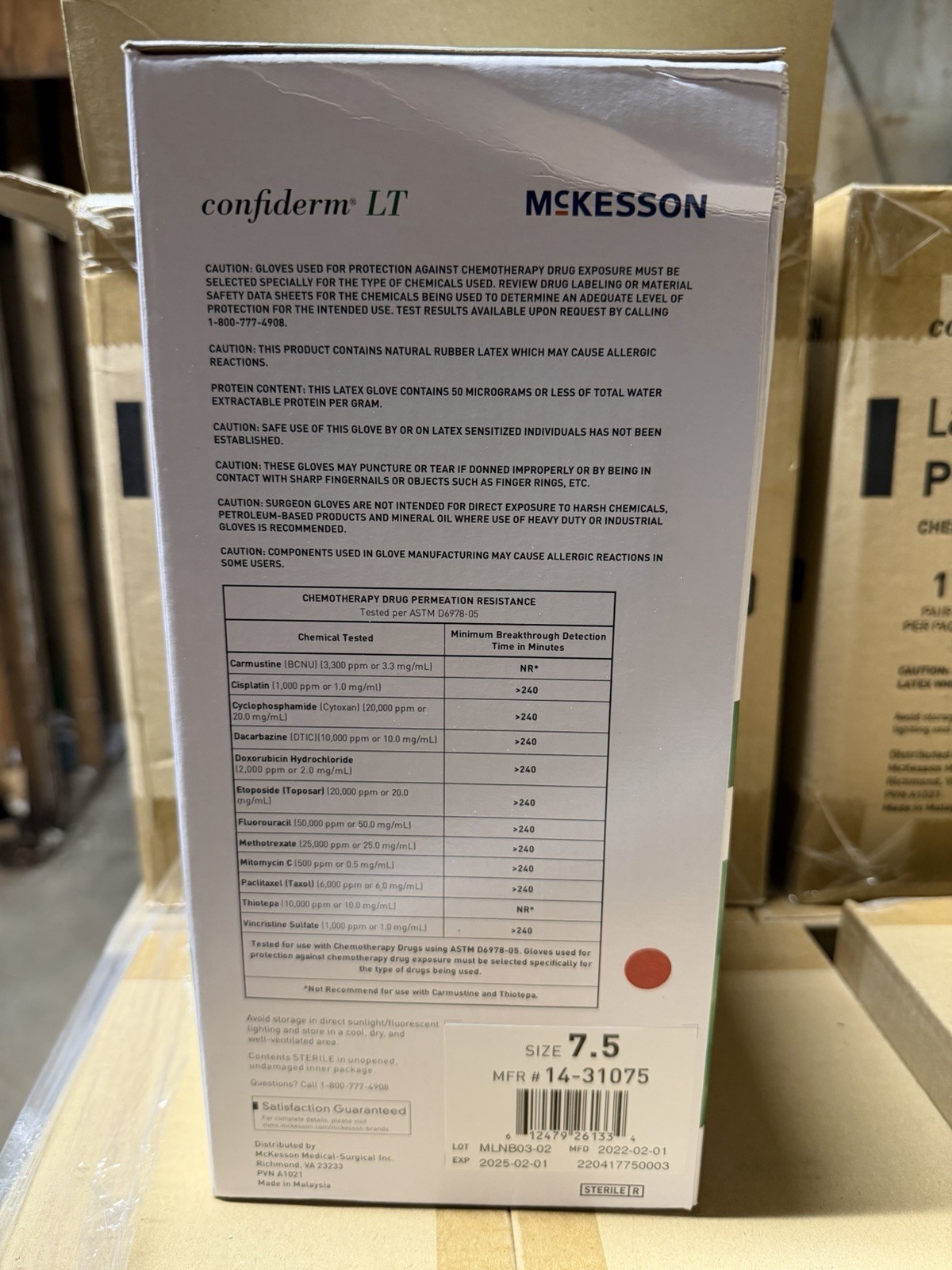 50-Pairs McKesson Confiderm LT Latex Surgical Glove Powder Free Size 7.5 02/2025