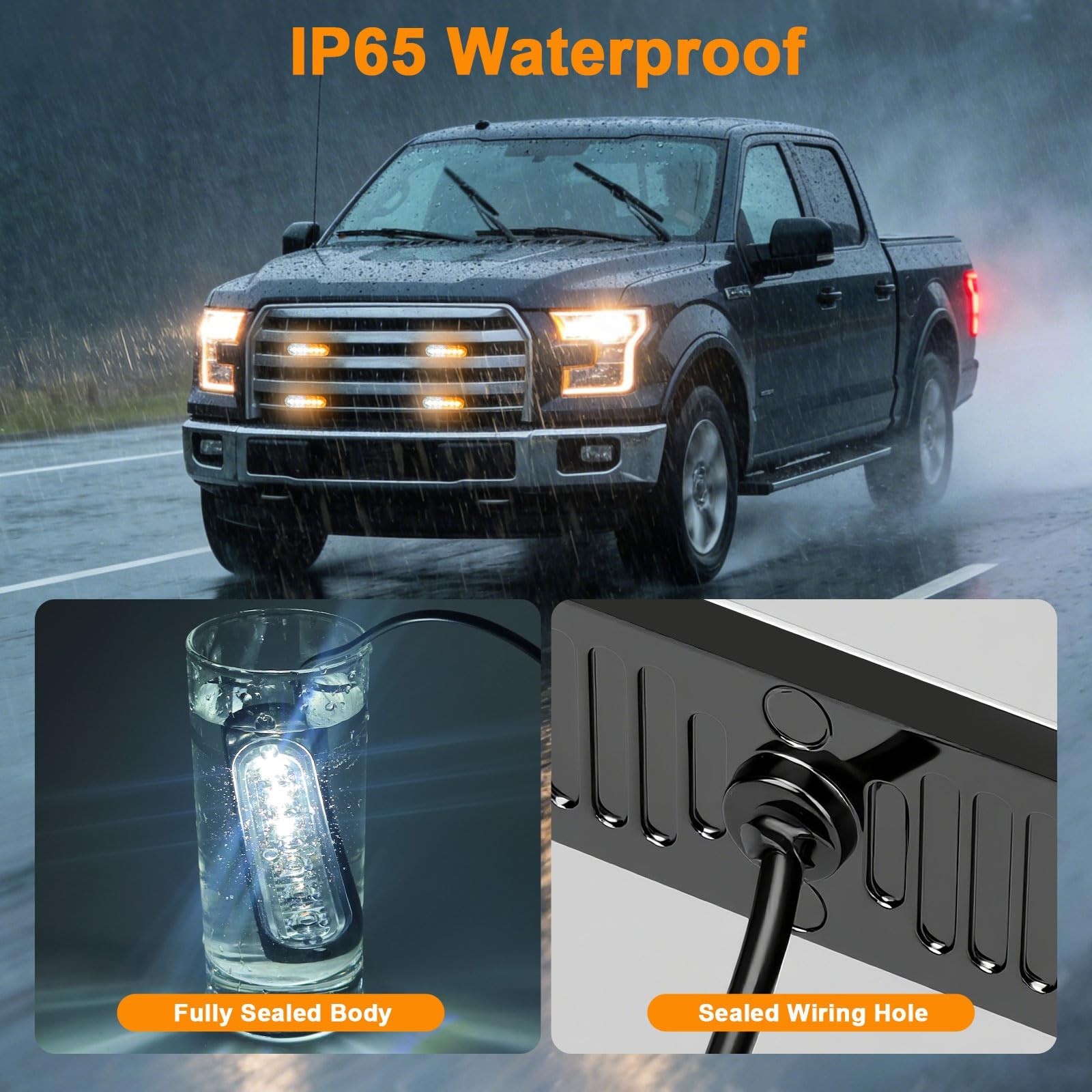 EEEKit 10 PCS LED Emergency Strobe Lights, 6 LED Amber White Strobe Warning E…
