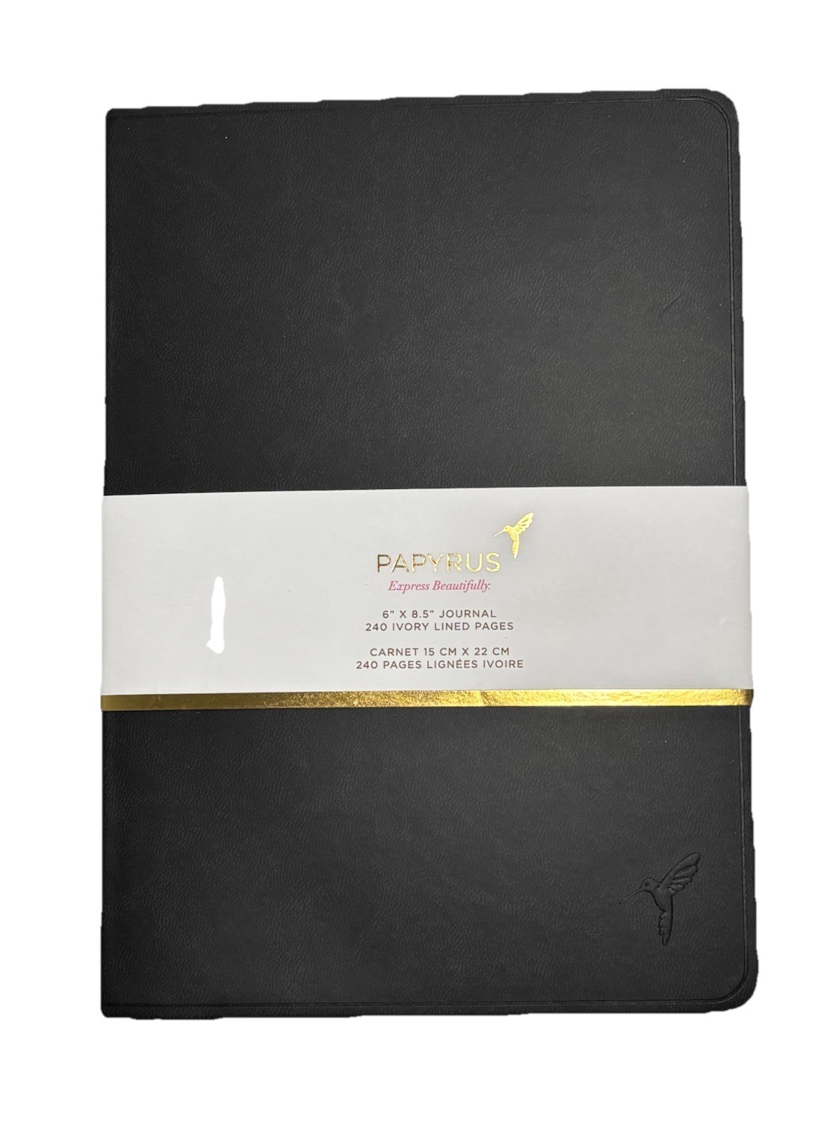 PAPYRUS Black Ruled Gilded Notebook Journal 240 Ivory Lined Pages with Bookmark