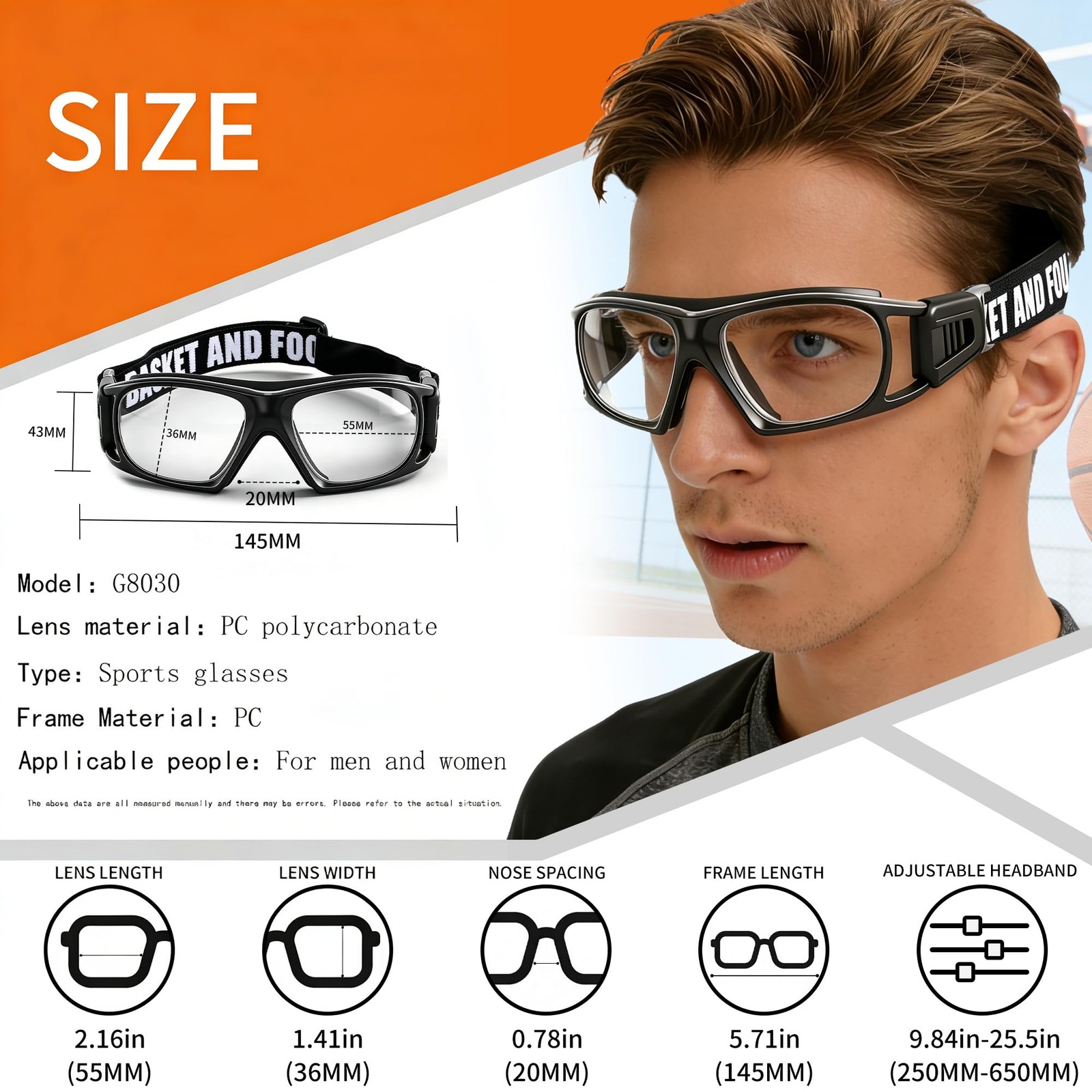 Sport Glasses Shock Collision Anti Fog for Men Women – Basketball Football