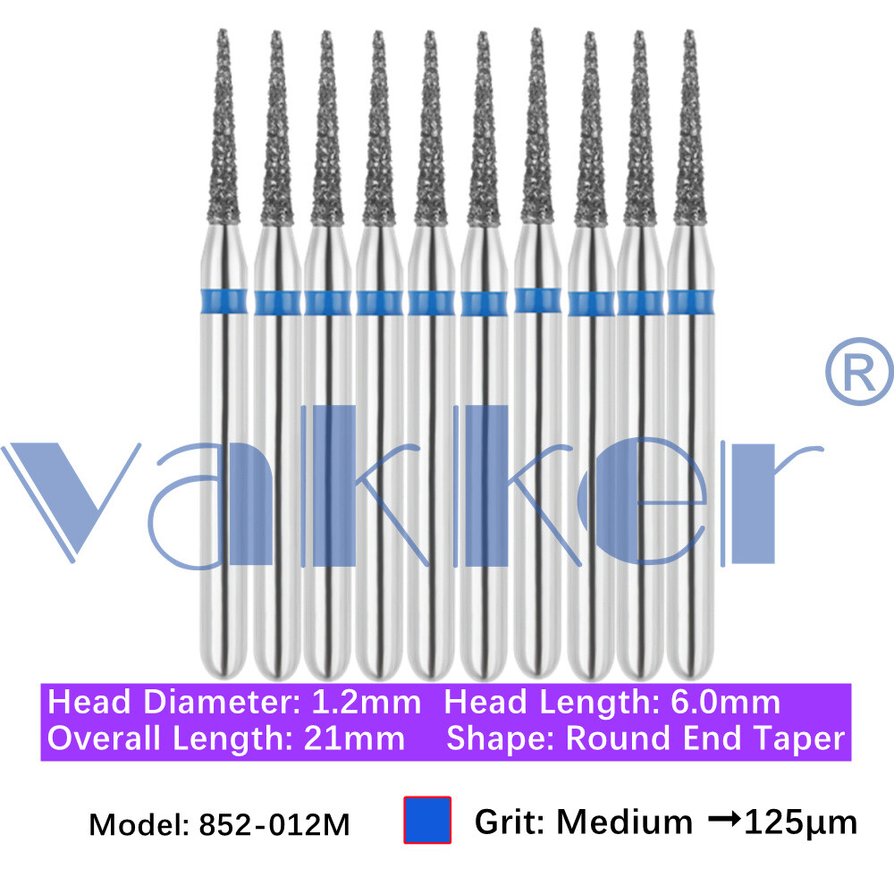 Vakker 10pc Diamond Bur X-Mas Tree Round End Taper Burs Fine Medium Coarse