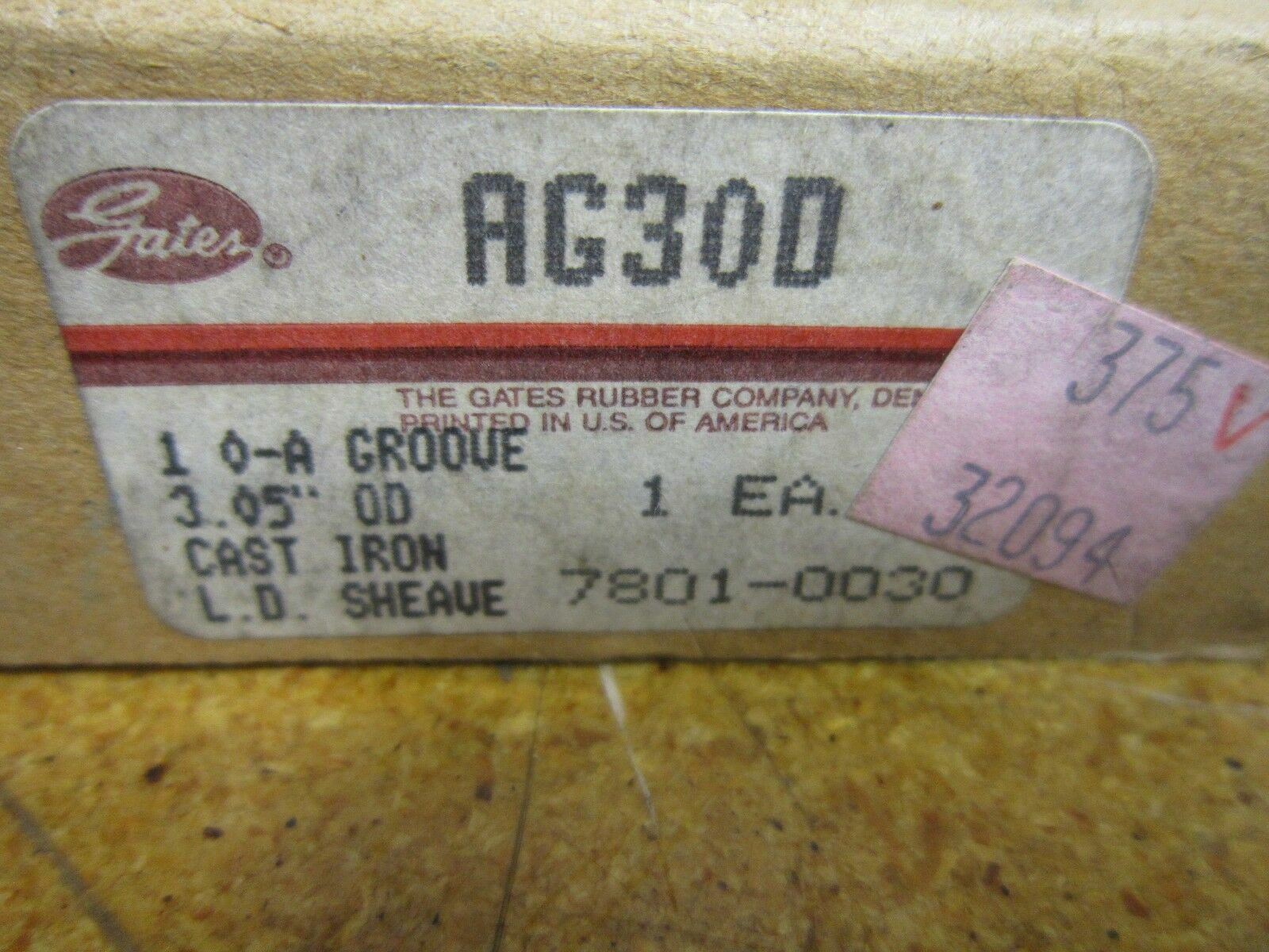 Gates AG30D Cast Iron L.D. Sheave 3.05″ OD 7801-0030 NEW