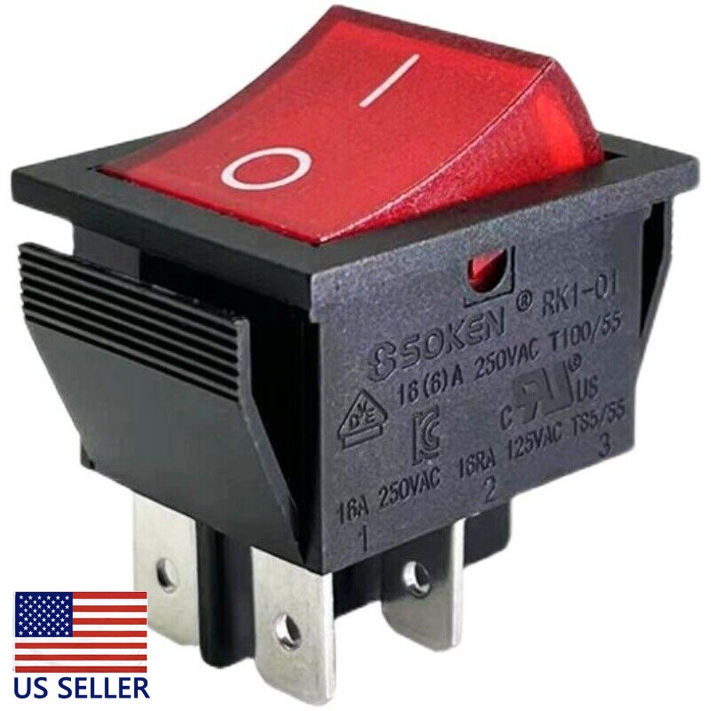 1PC 16A 250VAC With Red Light RK1-01 4 pins Rocker Switch