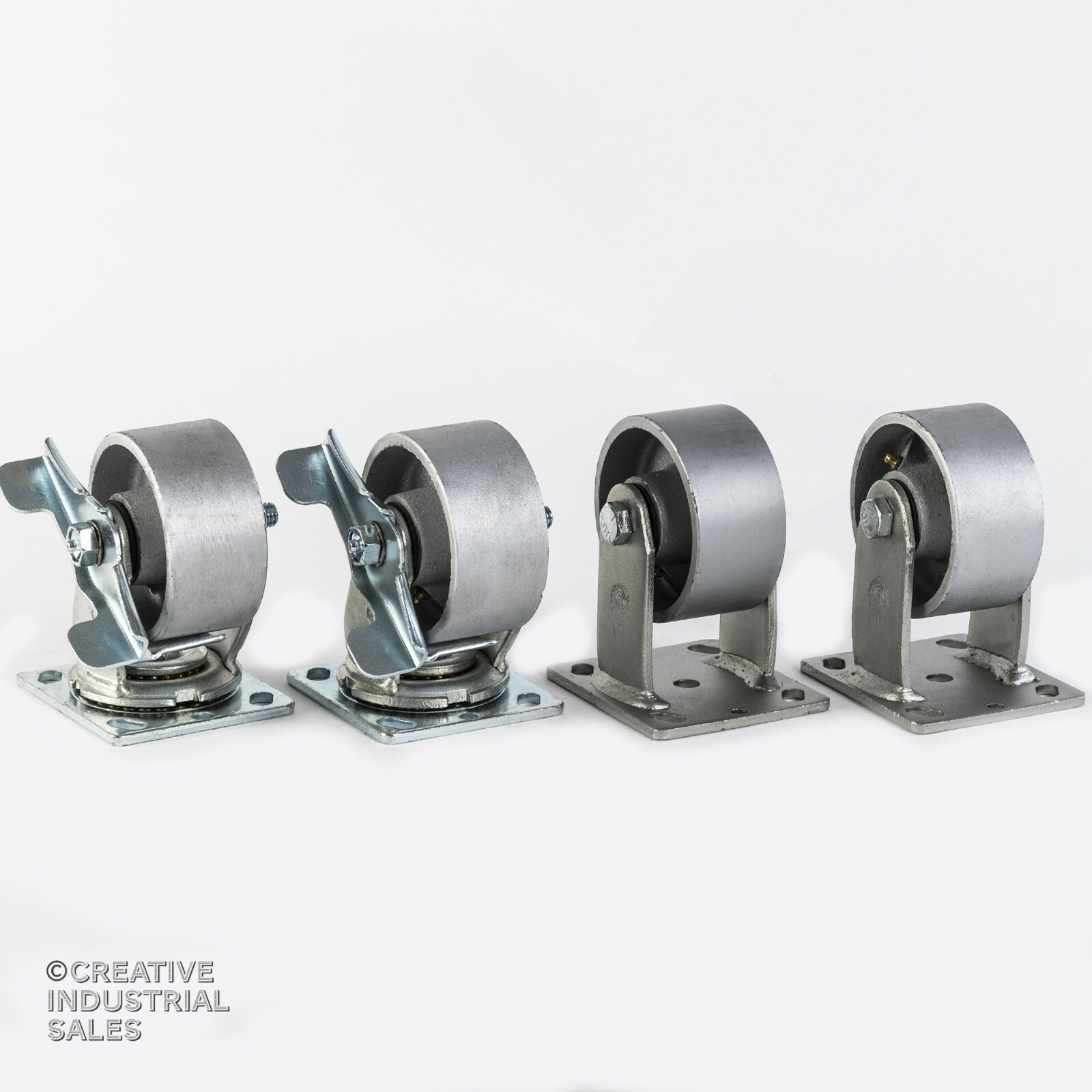 5″ x 2″ Swivel Casters Steel Wheel Brake (2) Rigid (2) 1000lb each Tool Box