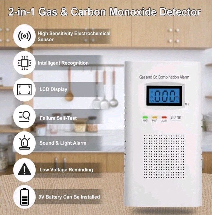 KH-522 Carbon Monoxide & Gas Detector Alarm – Home Safety – Open Box