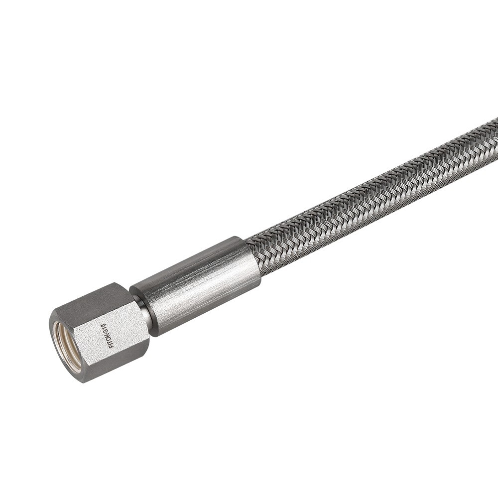 FITOK PTFE-Lined SS Braided Hose 1/4 in Female JIC 37° Flare Swivel 72 in Long