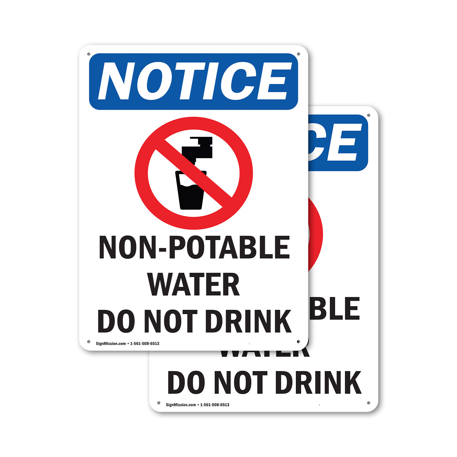 (2 Pack) Non-Potable Water OSHA Notice Sign Decal Metal Plastic