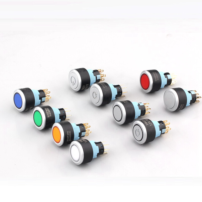 22mm Ring LED IP67 5A Silver Plastic doorbell Access control power start switch
