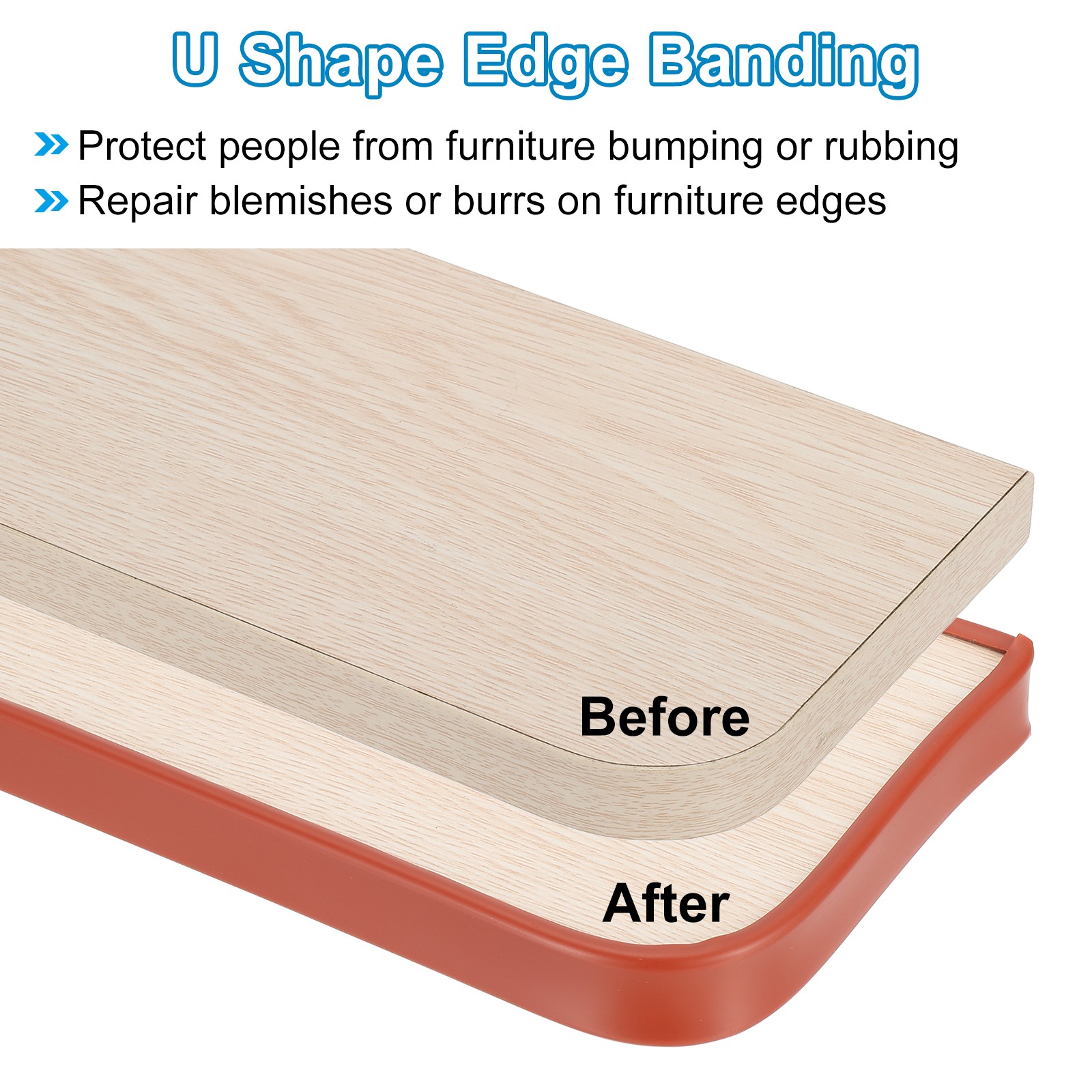 16.4Ft U-Shape Edge Banding Furniture Edge Protector Black 22mm/0.87″