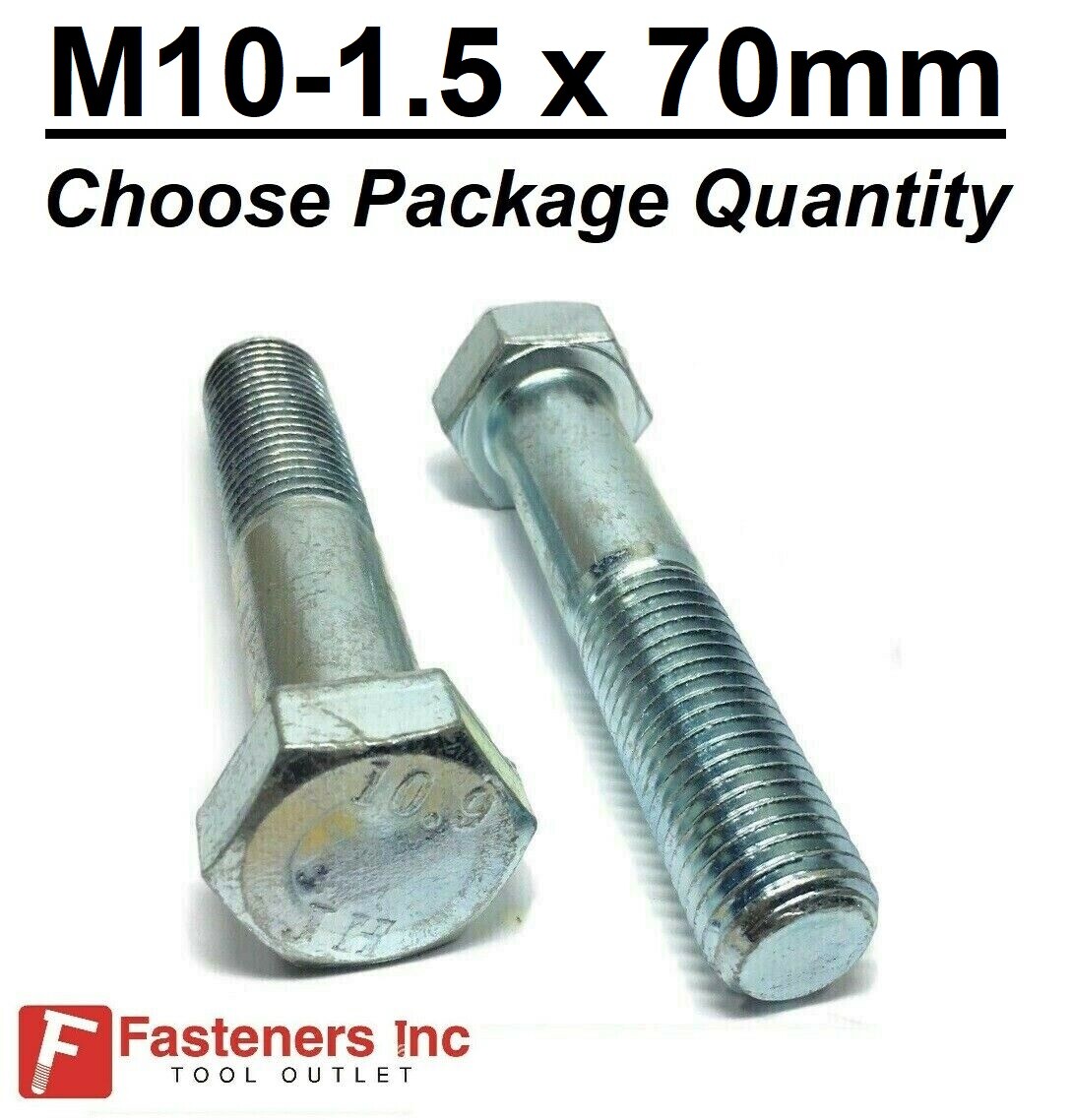M10-1.50 x 70mm Metric Hex Cap Screws Bolts Zinc Grade Class 10.9 Hardened