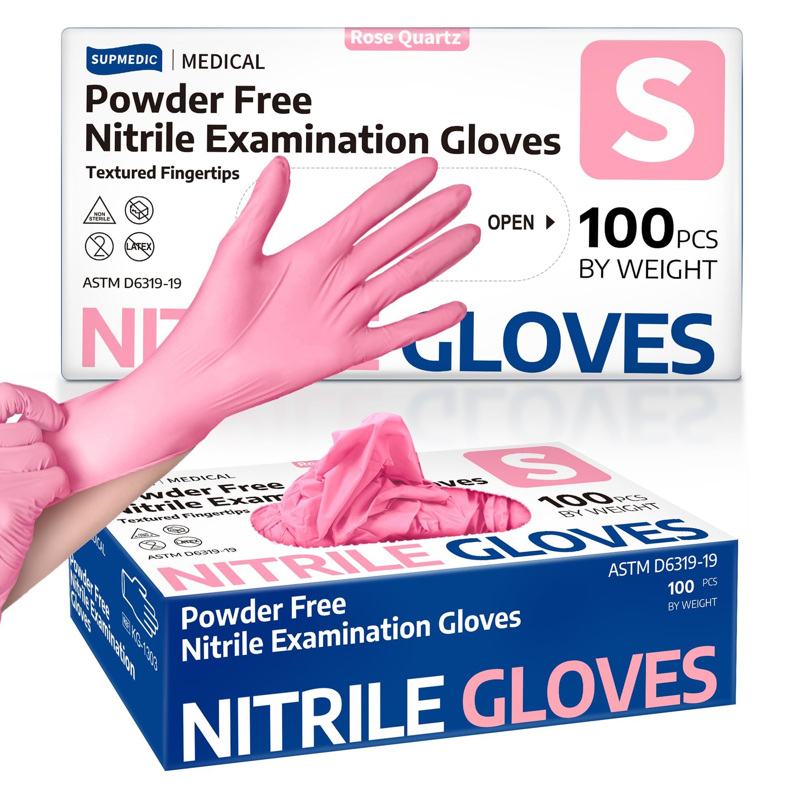 Supmedic Medical Nitrile Exam Gloves, 3.5 mil Powder-Free Food-Safe Disposable