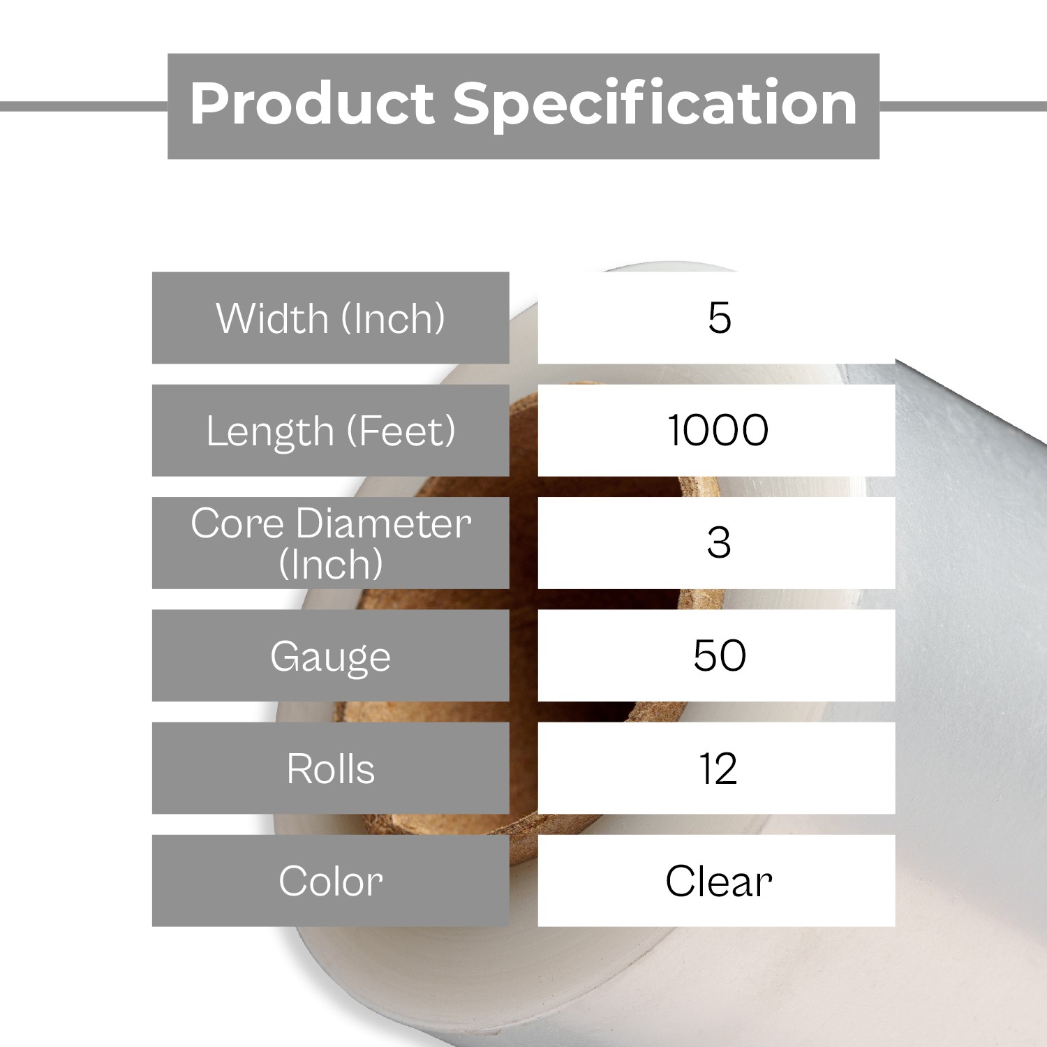 12 Rolls 5″x1000′ Cast Narrow Banding Stretch Wrap 50 Gauge Puncture Resistant