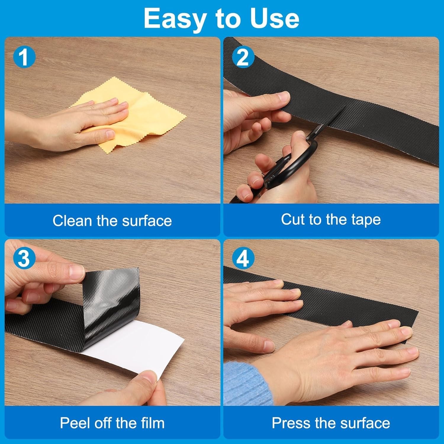 Rubber Grip Tape, 1″ x 49.2 Ft PEVA Non-Slip Tape Diamond Textured Adhesive G…